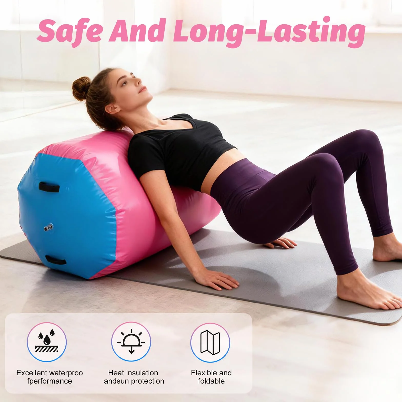 Air Roll Inflable Rodillo de Aire para Gimnasia con Bomba