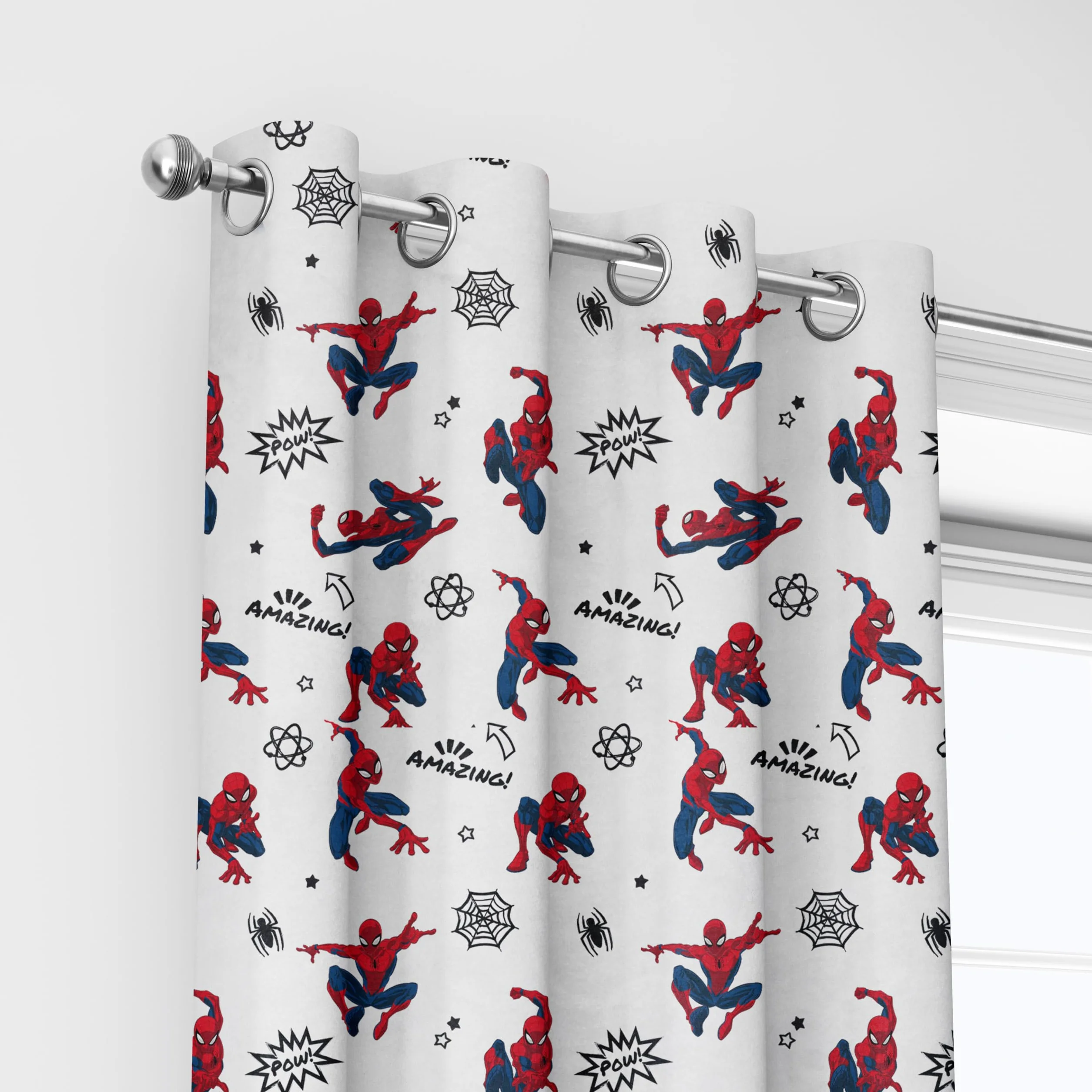 Spiderman - Cortina de Gasa con Anillas, Cortina para habitación Infantil, 140 x 290 cm, Producto Oficial, (Panel Individual)