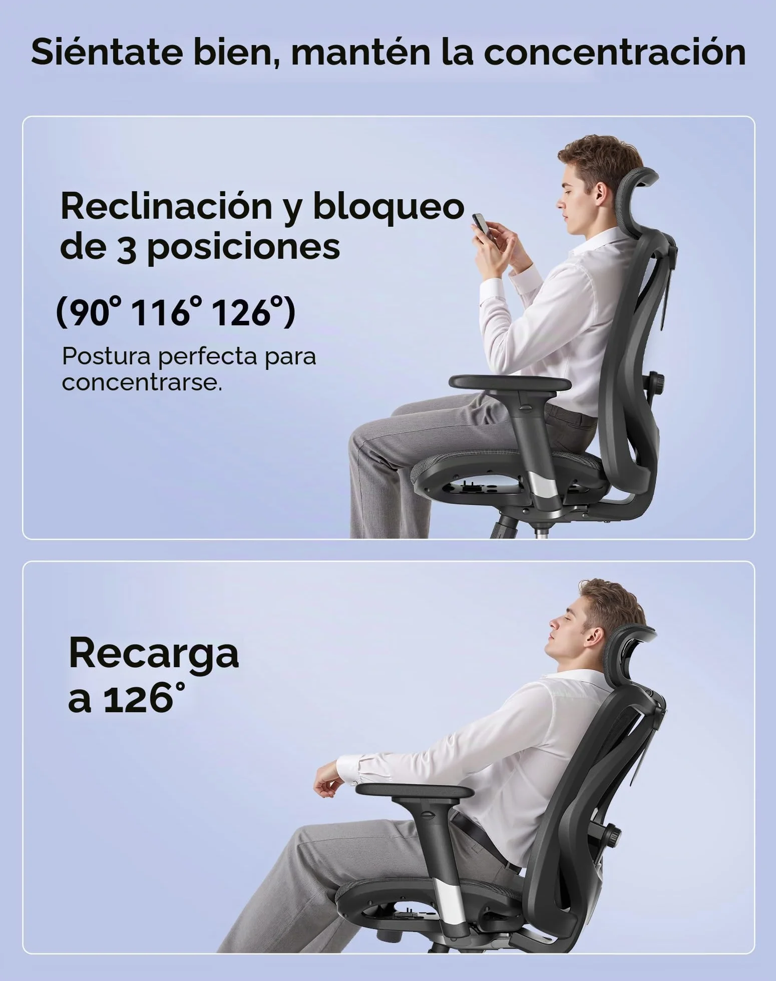 SIHOO Silla de Oficina ergonómica, Respaldo Alto, Asiento Trasero de Malla, Transpirable, reposabrazos 3D Ajustable y Soporte Lumbar, Base de Metal (Negro)