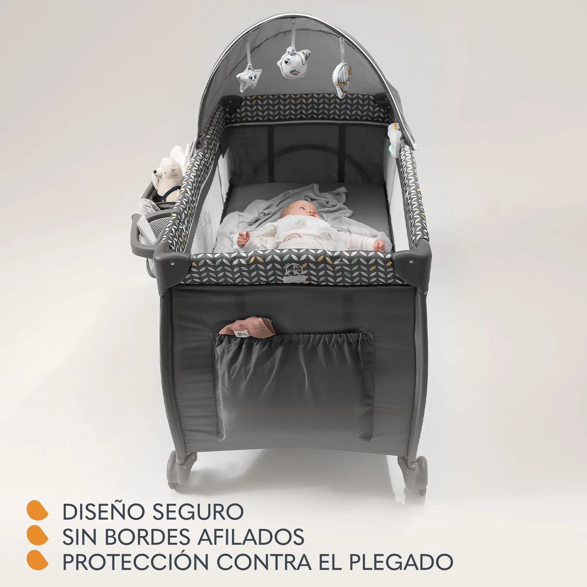 lionelo Sven Plus Cuna de Viaje para bebés 0-36M para niños hasta 15 kg Función de Cambiador Mosquitero Apertura Lateral con Cremallera Ajuste de Altura (Azul Oscuro)
