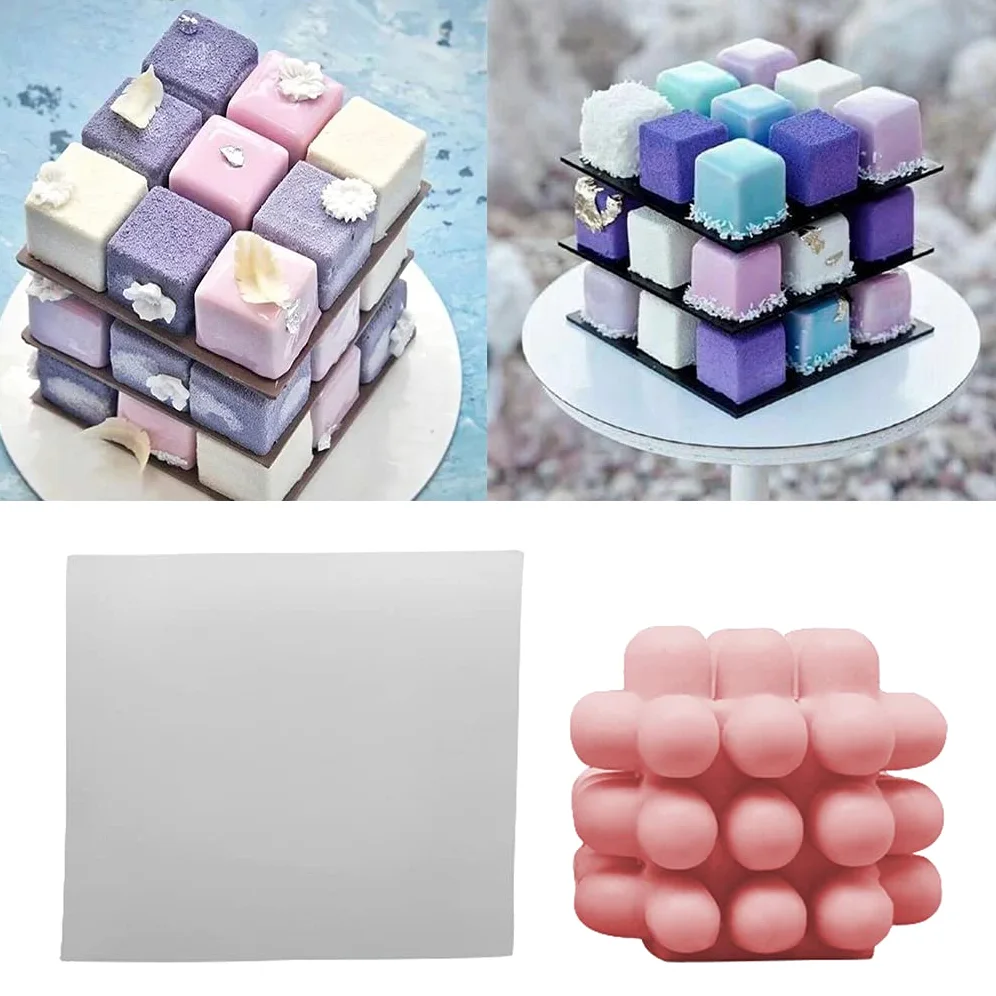 Molde de silicona en forma de cubo 3D para velas hechas a mano, jabón, pastel, caramelo, fondant fundido