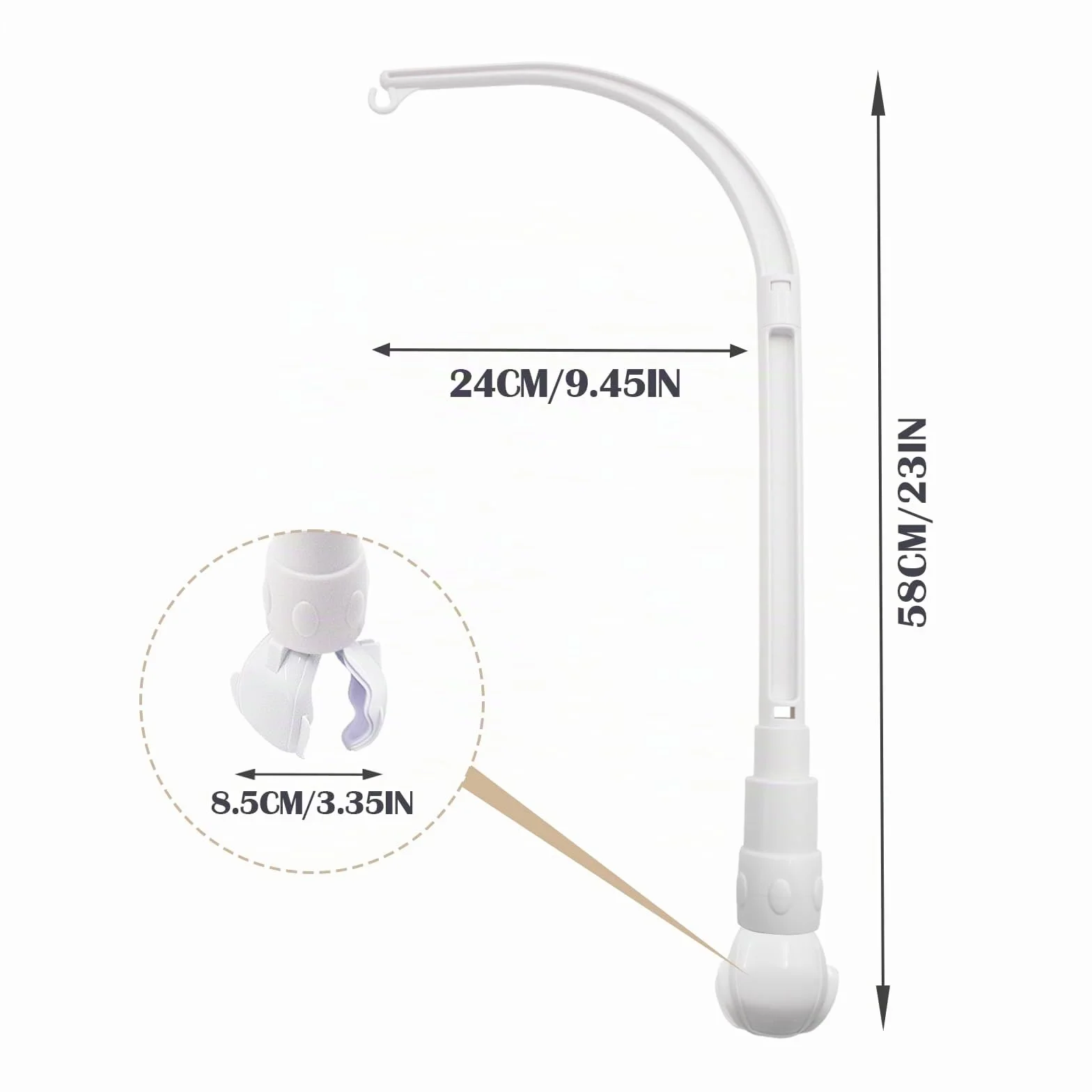 AolKee Baby Mobile Hanger 58cm abnehmbare verstellbare Halter Krippe weiß