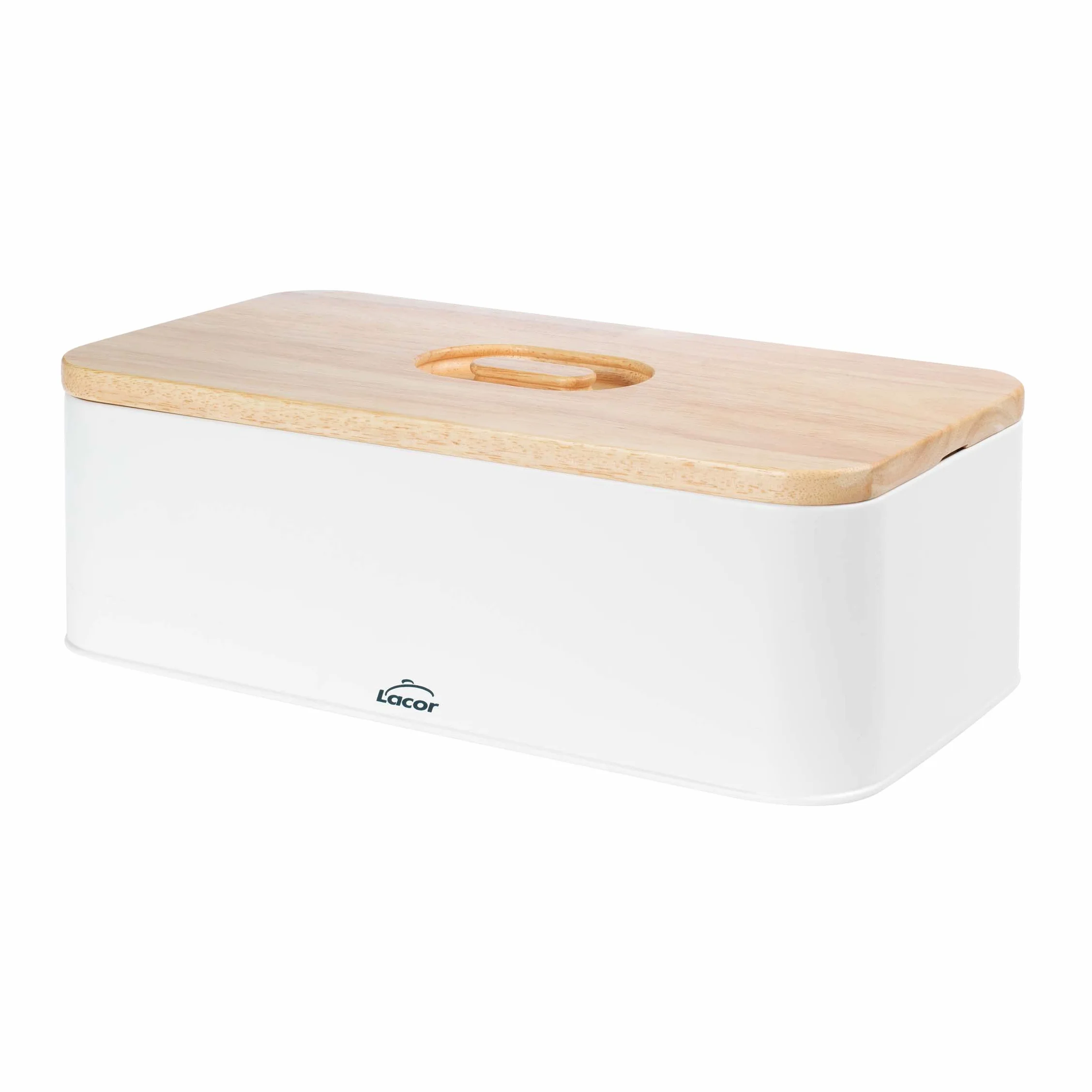 LACOR 62869 - Panera estilo Nórdico de Acero de Carbono, Tapa de madera | En madera natural, para un uso práctico y profesional en cocina; ideal para cocina profesional y uso diario en casa