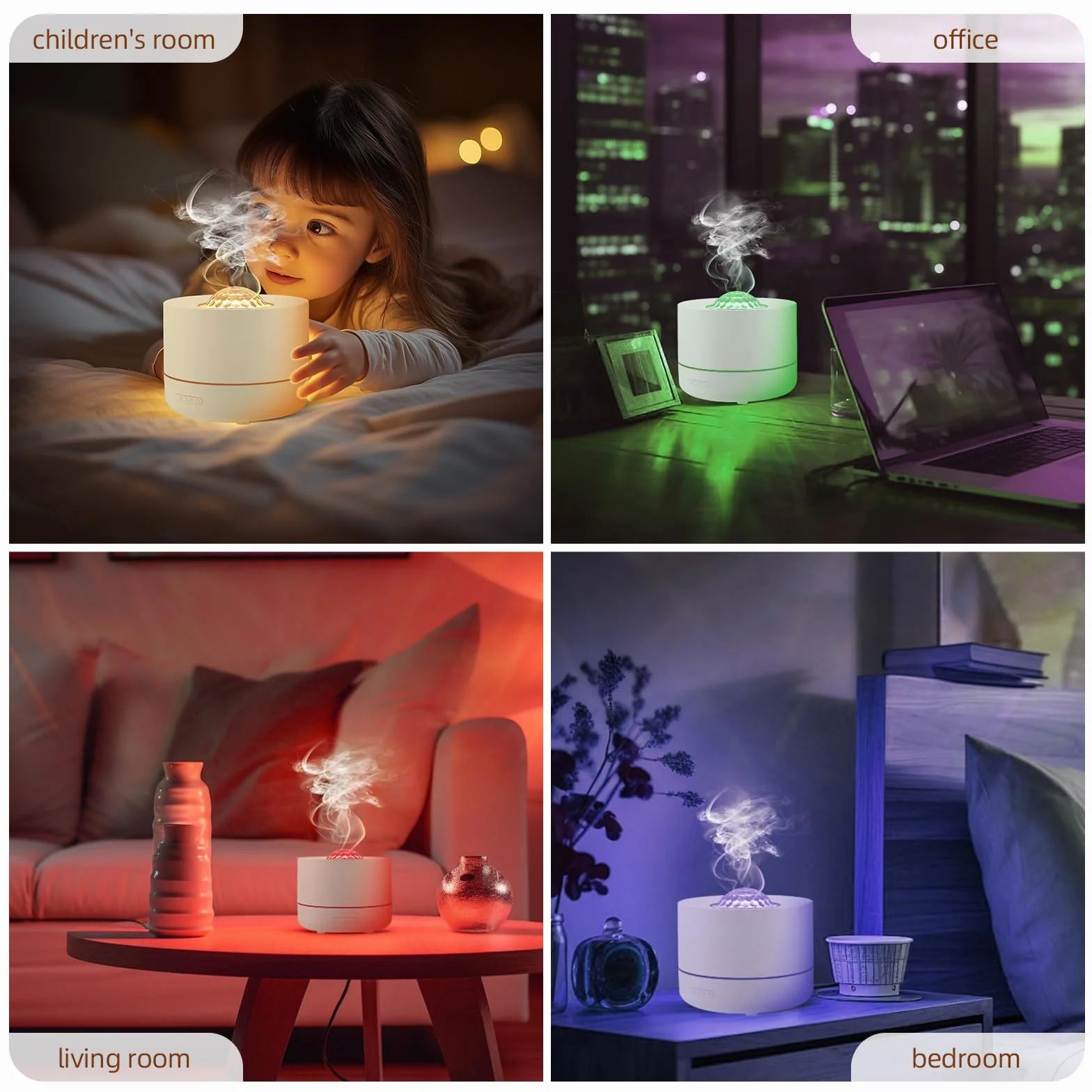 Humidificador de bebé con niebla fría para dormitorio, silencioso, con luz nocturna y proyector estrella, 500 ml, humidificador pequeño para el hogar, niños, niñas