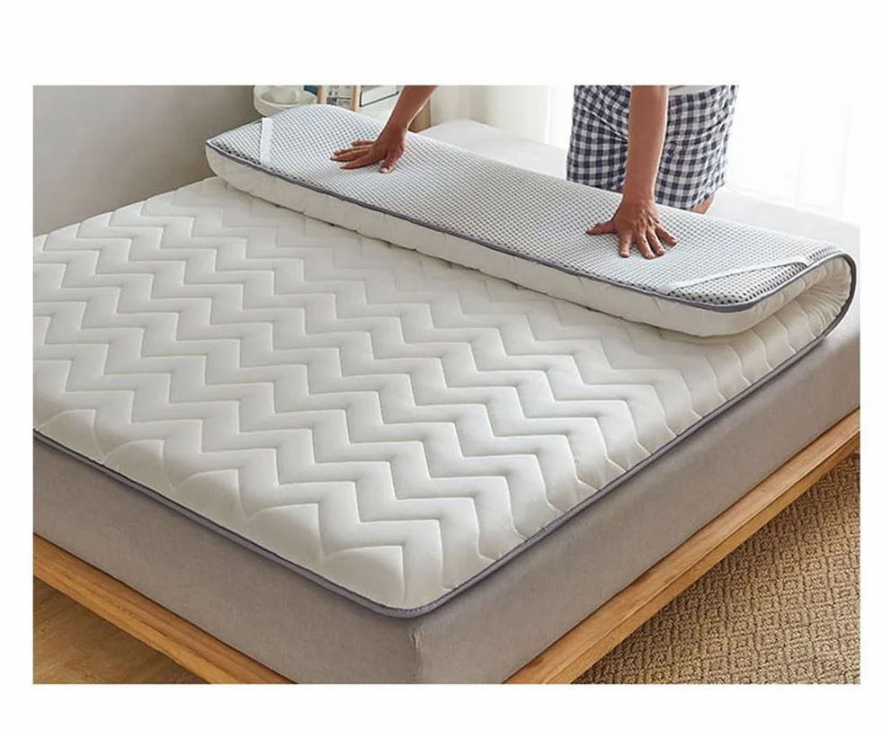 Colchón de futón japonés plegable para viajes, tatami, camping, suelo, dormitorio universitario, colchón plegable portátil (blanco, 90 x 190 cm)