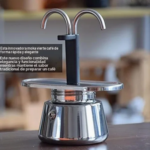 Acouto Moka Pot, 100 Ml Cafetera De Doble Pico Moka Pot Acero Inoxidable Estilo Italiano Diy Cafetera Cafetera De Acero Inoxidable Para Casa Camping Cafe