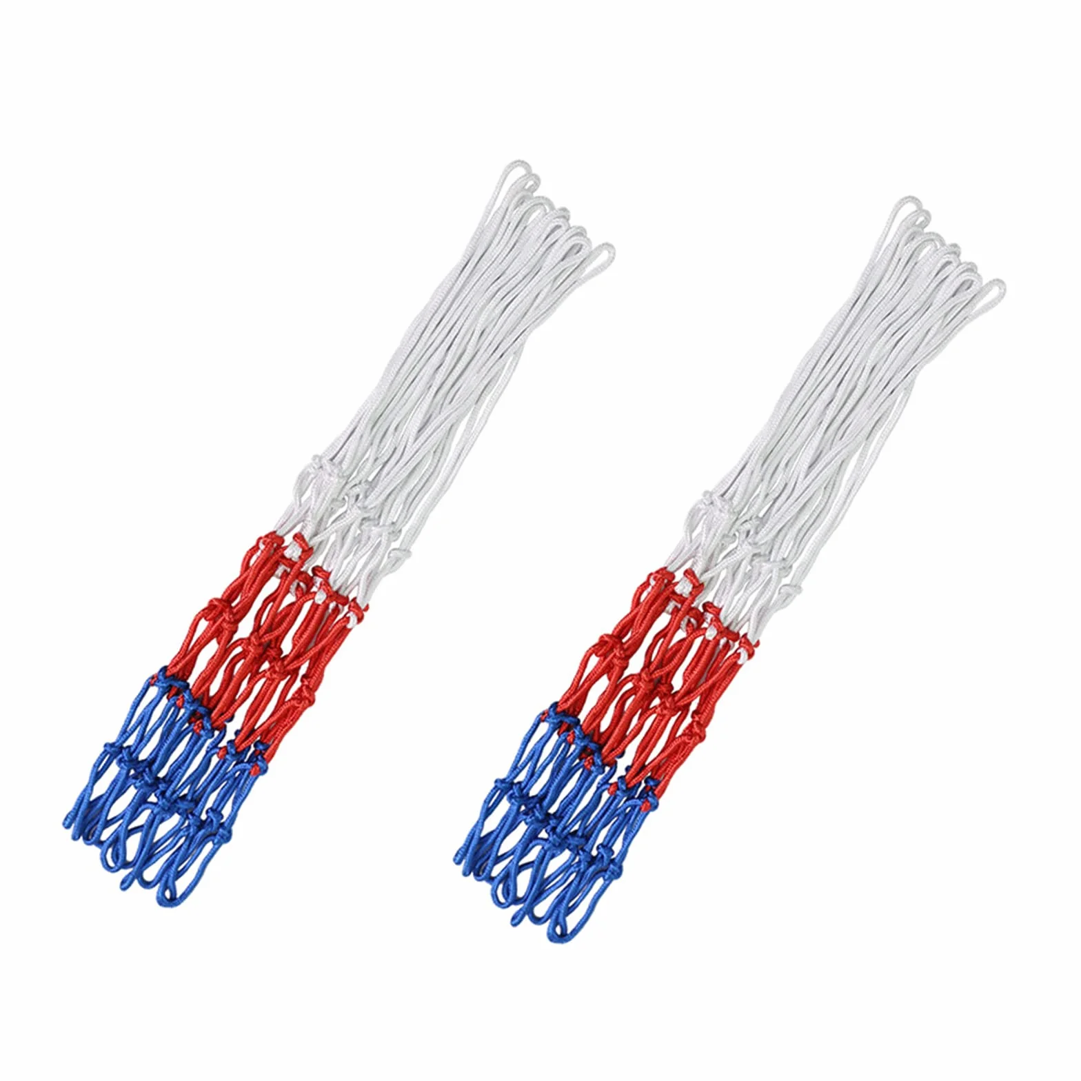 Red De Baloncesto Tricolor Blanco/Azul/Rojo, Paquete De 2 Redes De Aro De Poliéster, 12 Lazos