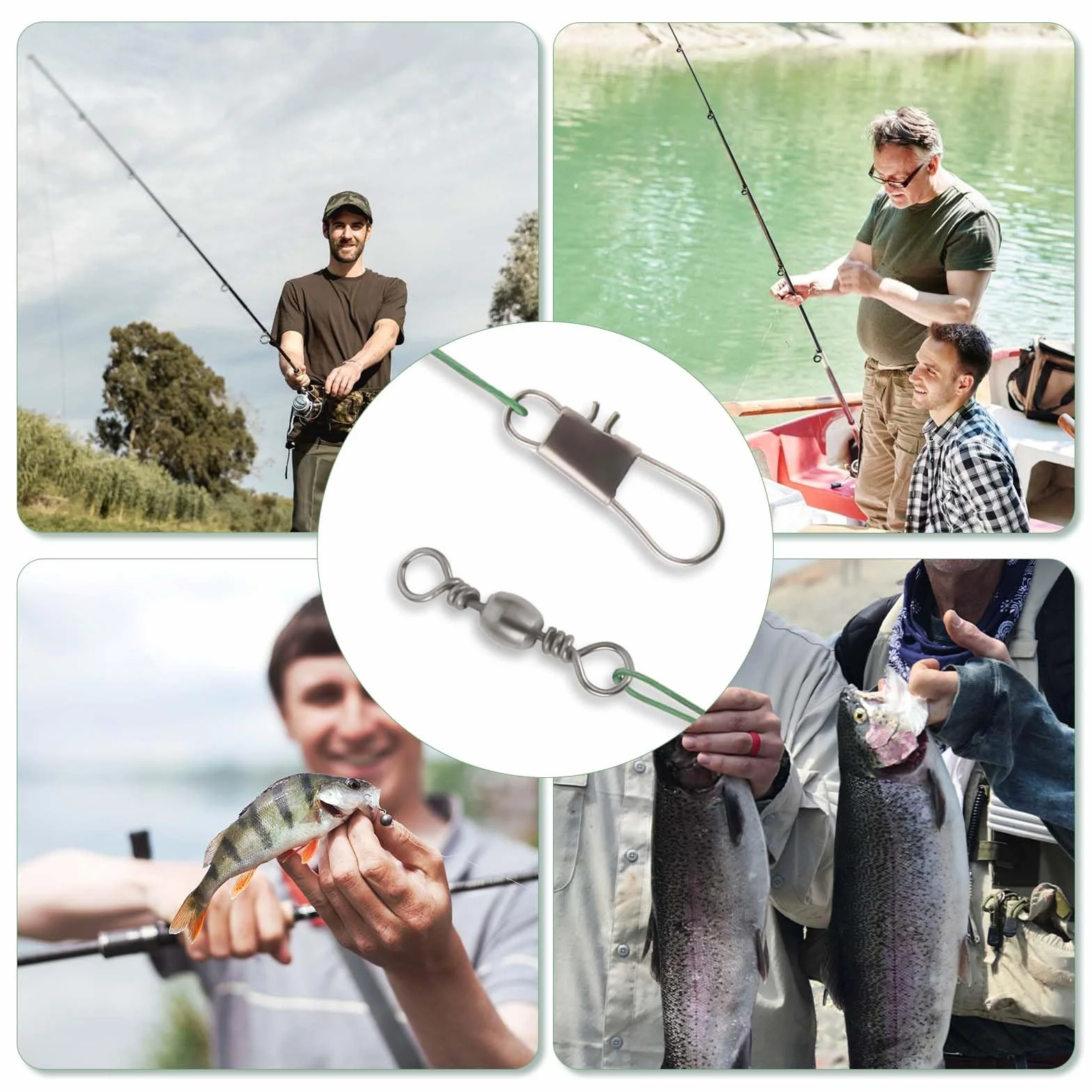 Giantree líderes de pesca acero inoxidable antimordeduras con cierre y giro para agua salada