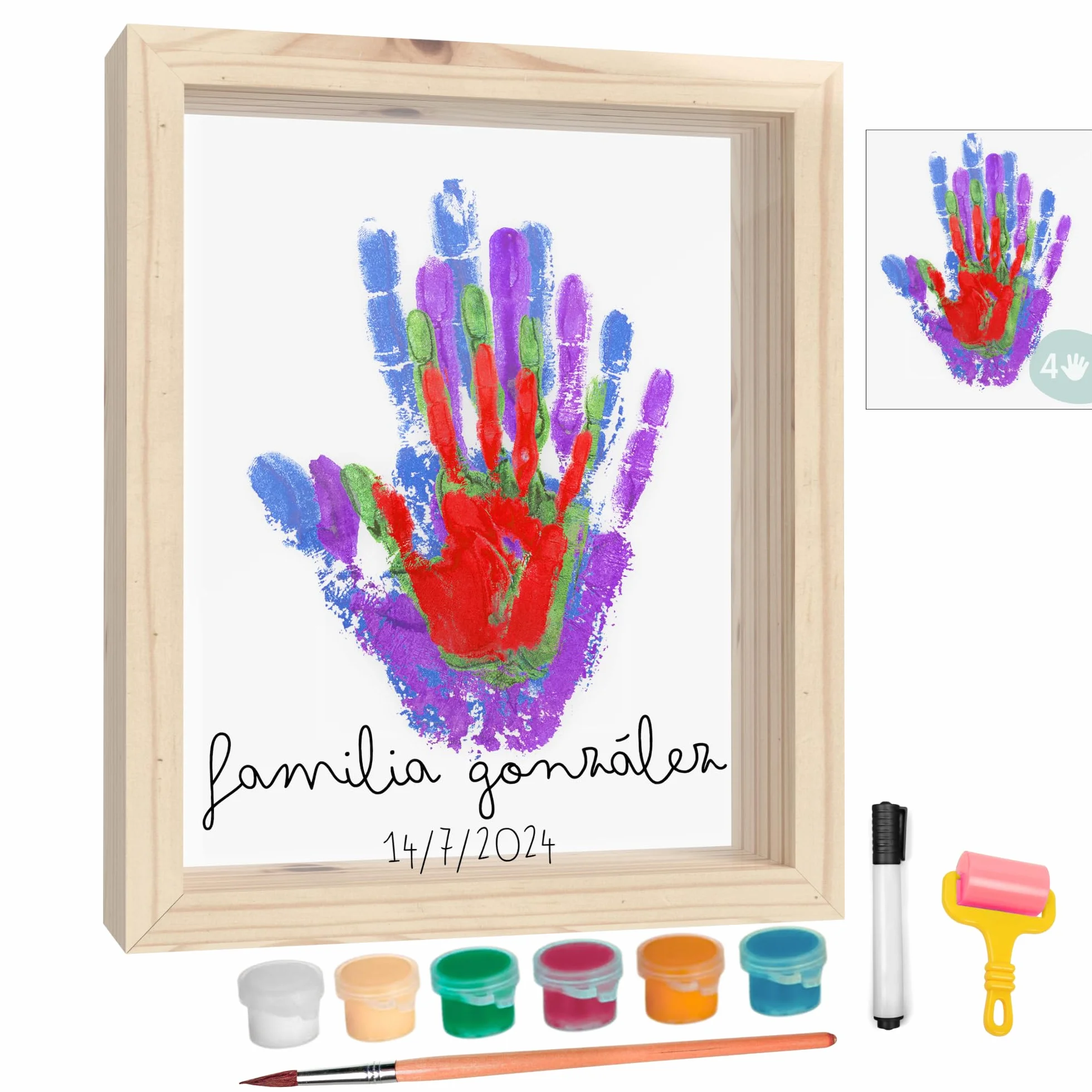 Kit huellas familia con pinturas marco huellas bebé recién nacido regalo original recuerdo padres hijos decoración hogar