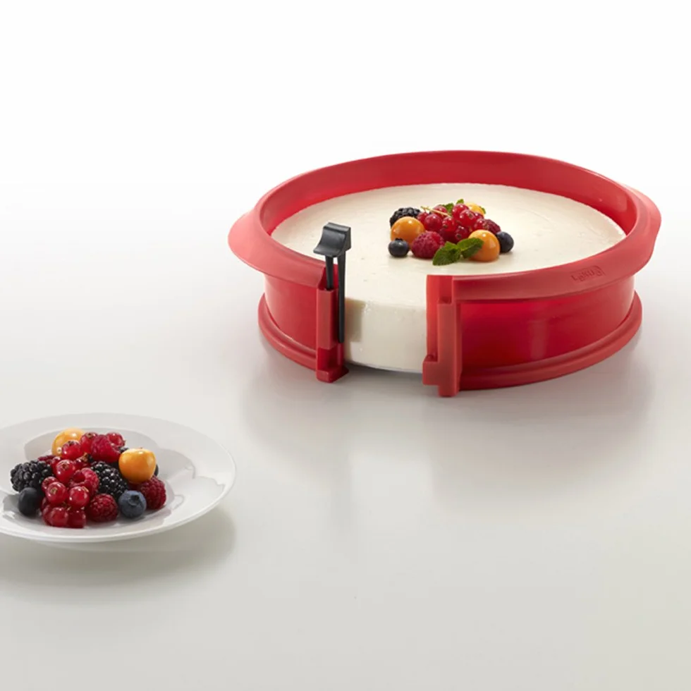 Lékué Molde desmontable duo pastel, silicona y cerámica Rojo, 23 cm