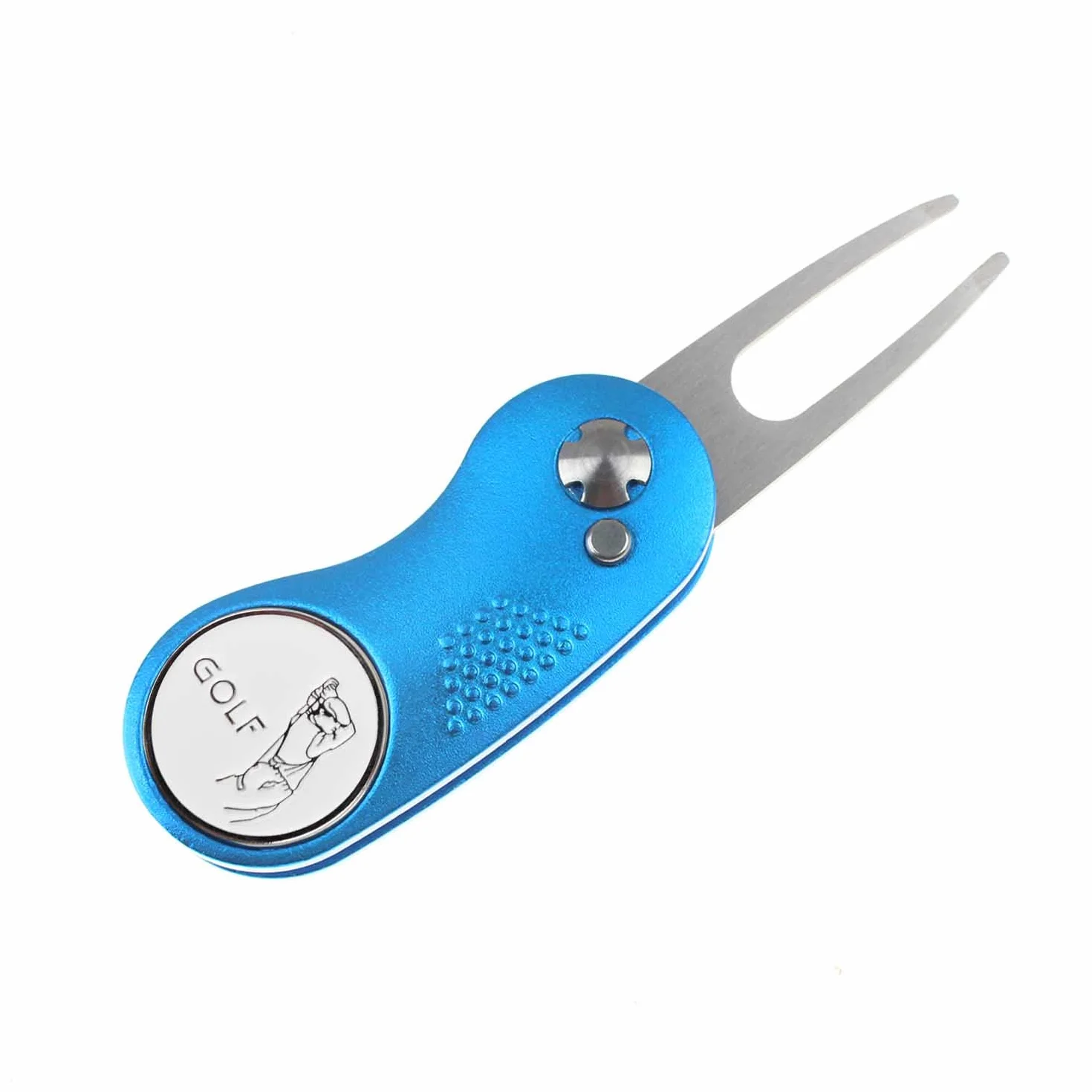 Kofull Herramienta de reparación de Palas de Golf de Acero Inoxidable con botón desplegable, portátil y Plegable, 1 PCS