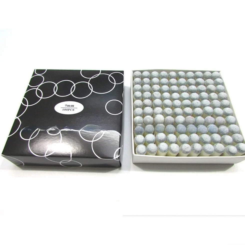 100 puntas de plástico para tacos de billar diseñadas para ejes de taco de 9 mm a 13 mm de diámetro, garantiza una adherencia estable de la punta y consistencia de juego (caja negra de 13 mm)