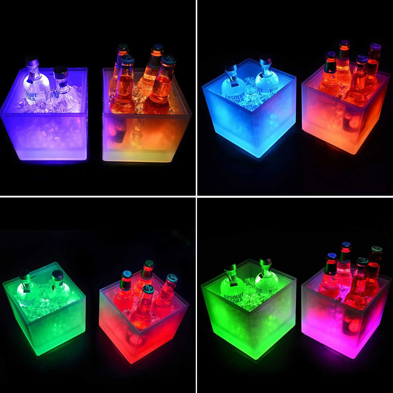 Cubo De Hielo Led De 3,5 Litros, Colorido Con Cambio Automático, Para Fiestas, Casas, Bares, Clubes, Restaurantes Temáticos, Ideal Para Congelar Vino Tinto, Cerveza