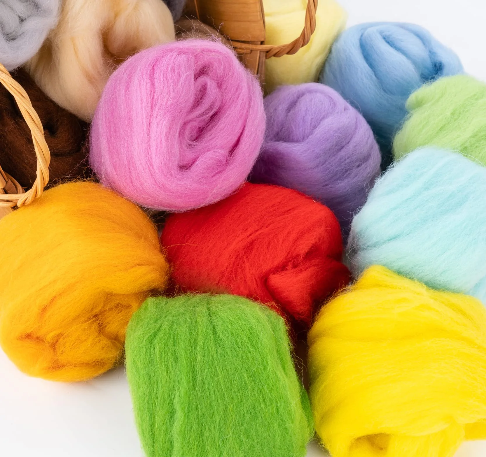 Homewit Lana de Fieltro - 20 Colores, 10 Gramos Cada Uno - Para Tejer, Fieltro Seco y Húmedo - Lana de Oveja Natural Para Elfos y Hadas