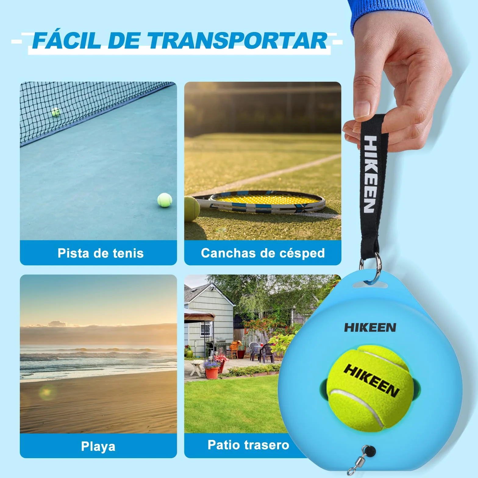 BOOSTEADY Juego de Entrenamiento de Tenis Individual Portátil con 3 Pelotas de Cuerda Altamente Elásticas, Entrenamiento Tenis Equipo para Niños Adultos
