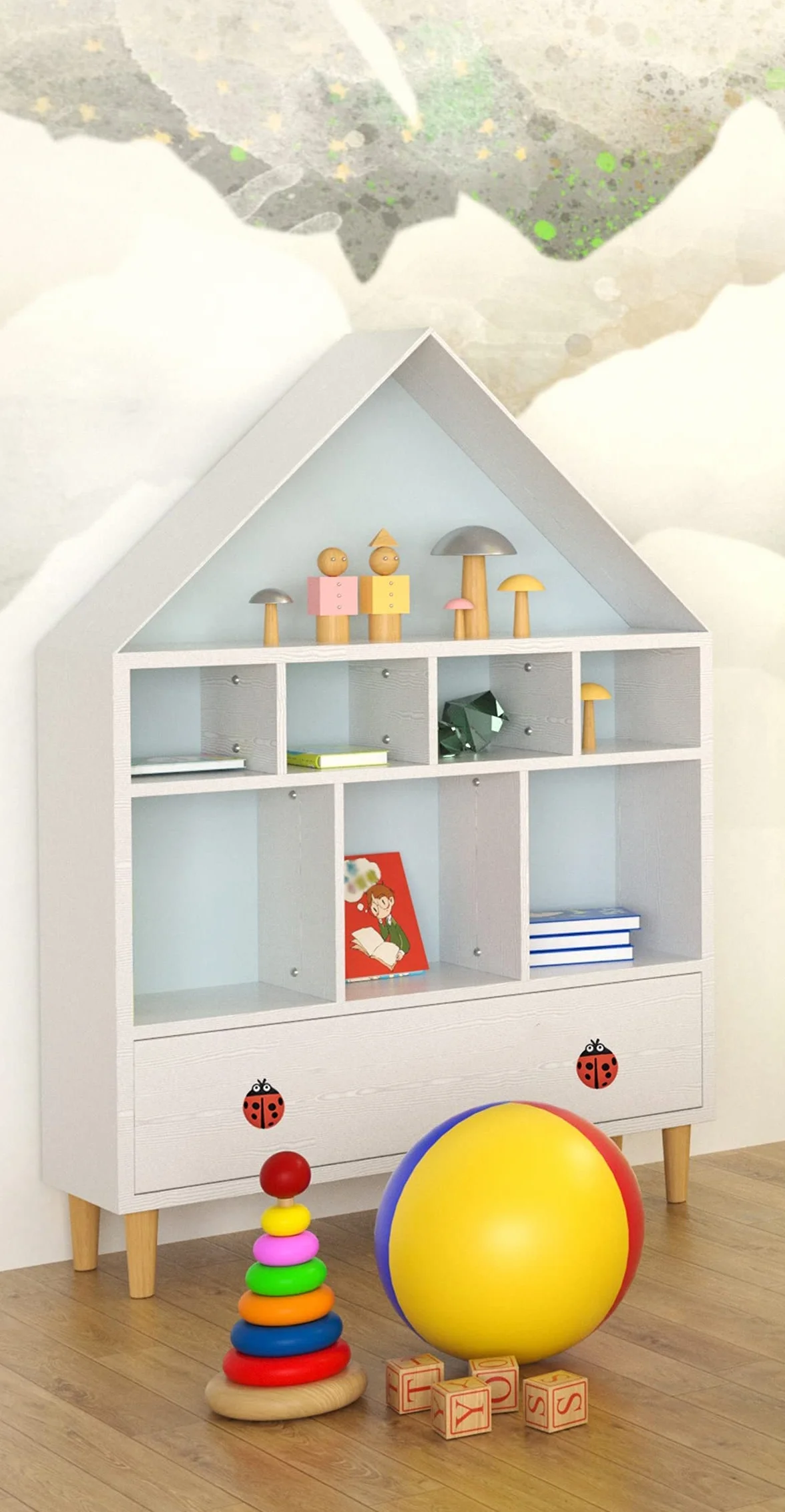 Juego de 6 pomos de goma suave para muebles de jardín de la serie de dibujos animados, para niños, niñas, jóvenes, armarios, cajones, juguetes, diseño de mariquita