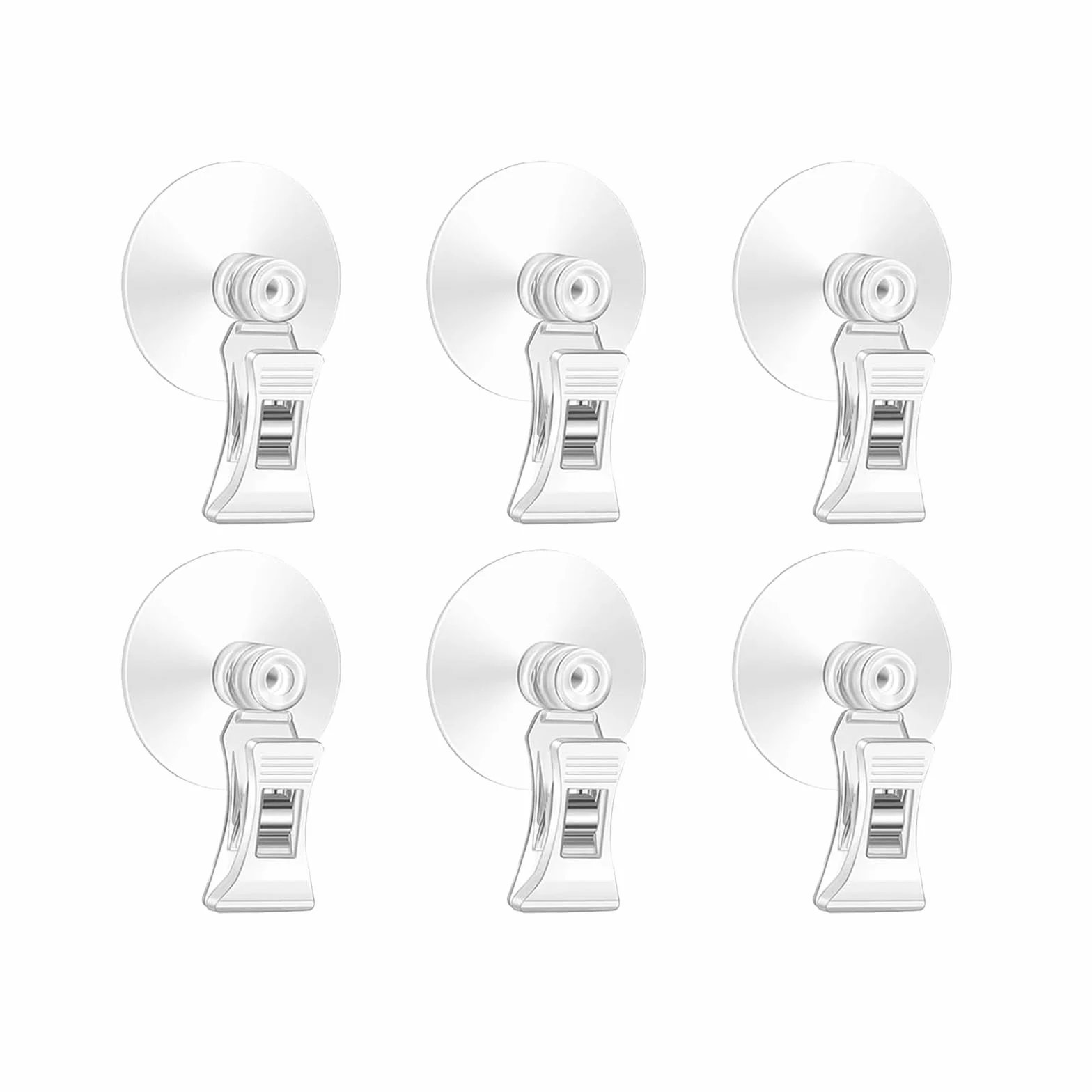 Kiuiom 6 Pcs Ventosa Gancho De Clip,Gancho De Ventosa Soporte Clip,Pinza De Ventosas,Transparente Clip,Ventosas Con Abrazadera,Para Baño,Oficina,Cocina,Tienda,Acuario