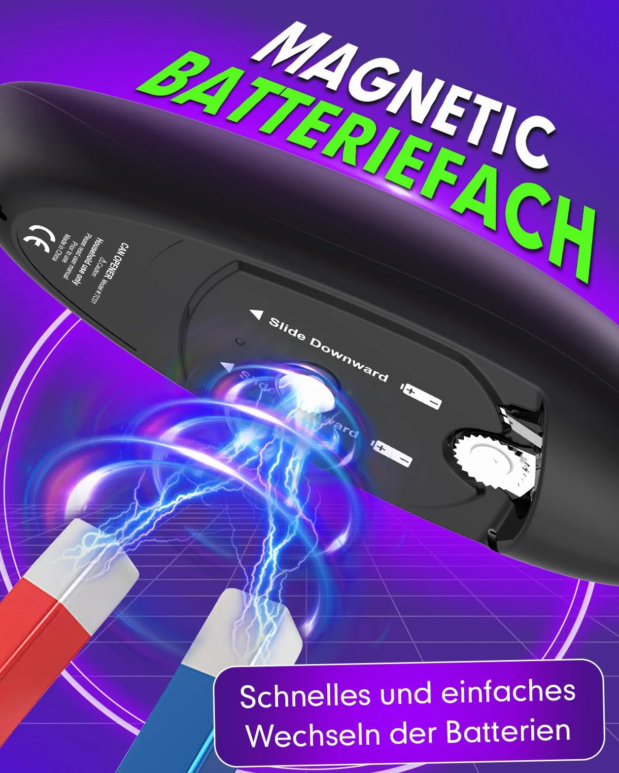 Abrelatas Eléctrico, sin Bordes Afilados al Abrir, Abrelatas Eléctrico One Touch para Personas Mayores, Giro 360° y Parada Automática, Abrelatas con Corte Lateral e Imán (Negro)