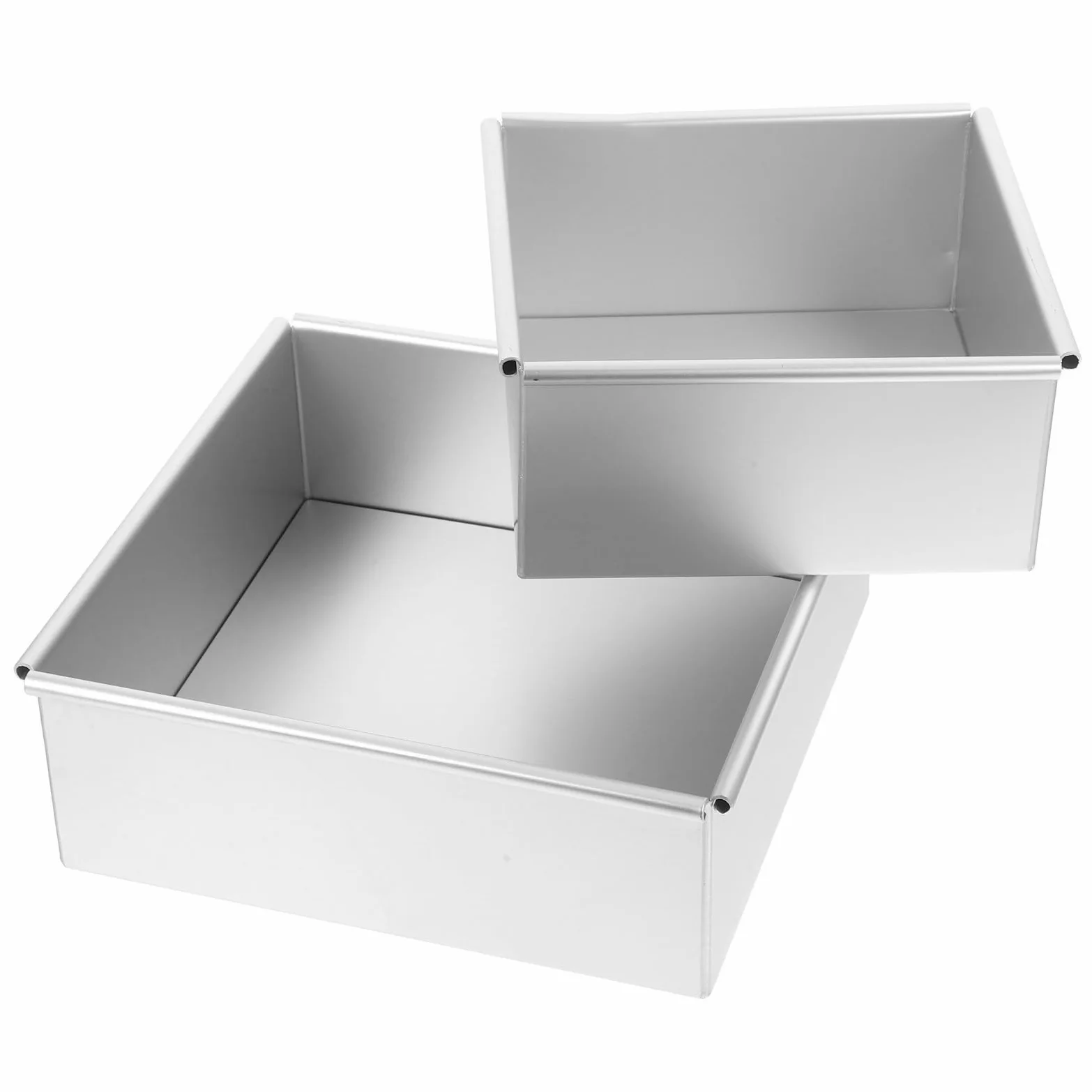 Molde para Hornear Cuadrado Pequeño de Aleación de Aluminio, 2 Piezas | Base Desmontable, Color Plata, Limpieza Fácil, para Restaurantes y Cocinas Profesionales