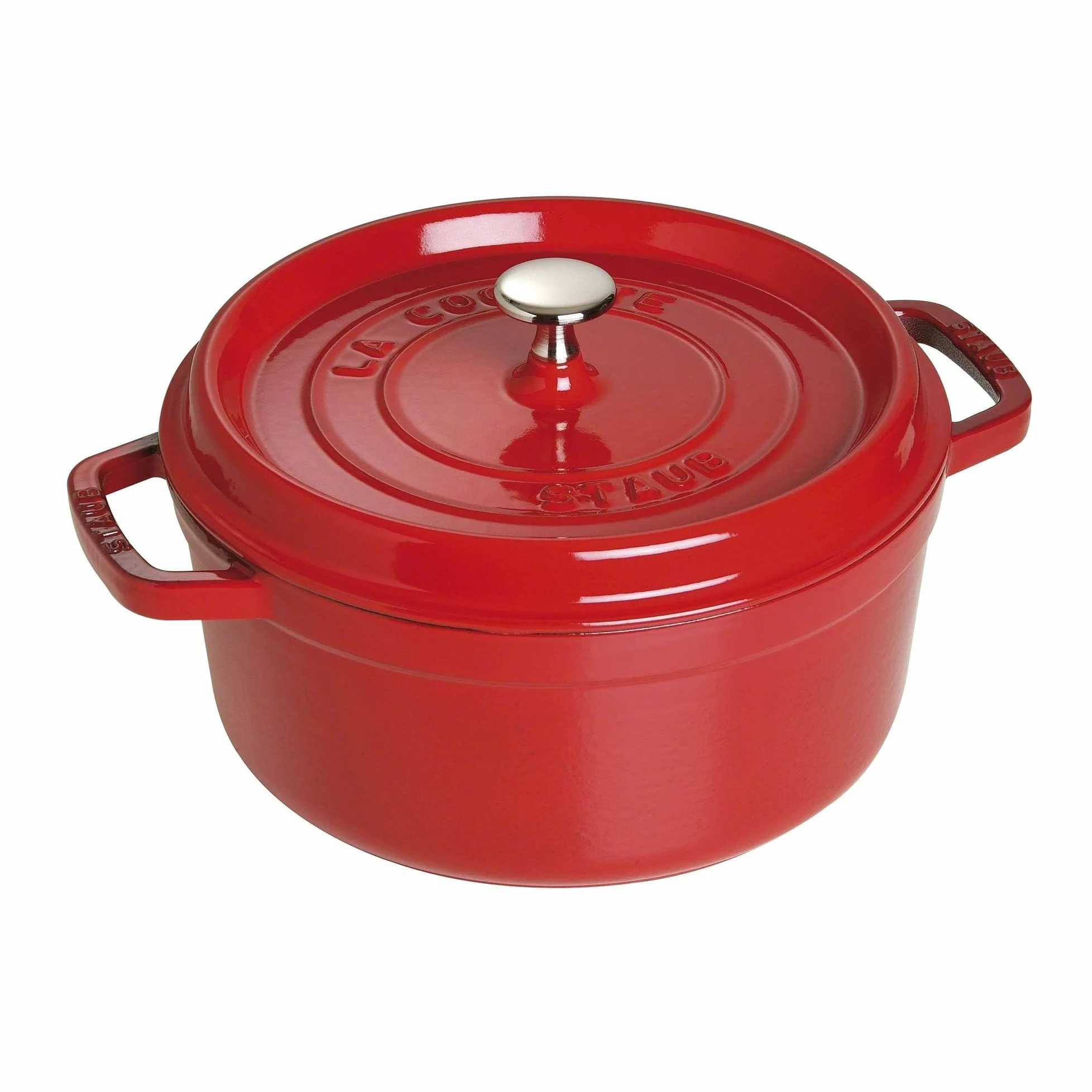 Staub Cacerola redonda de 4 cuartos de galón cereza de 4 cuartos