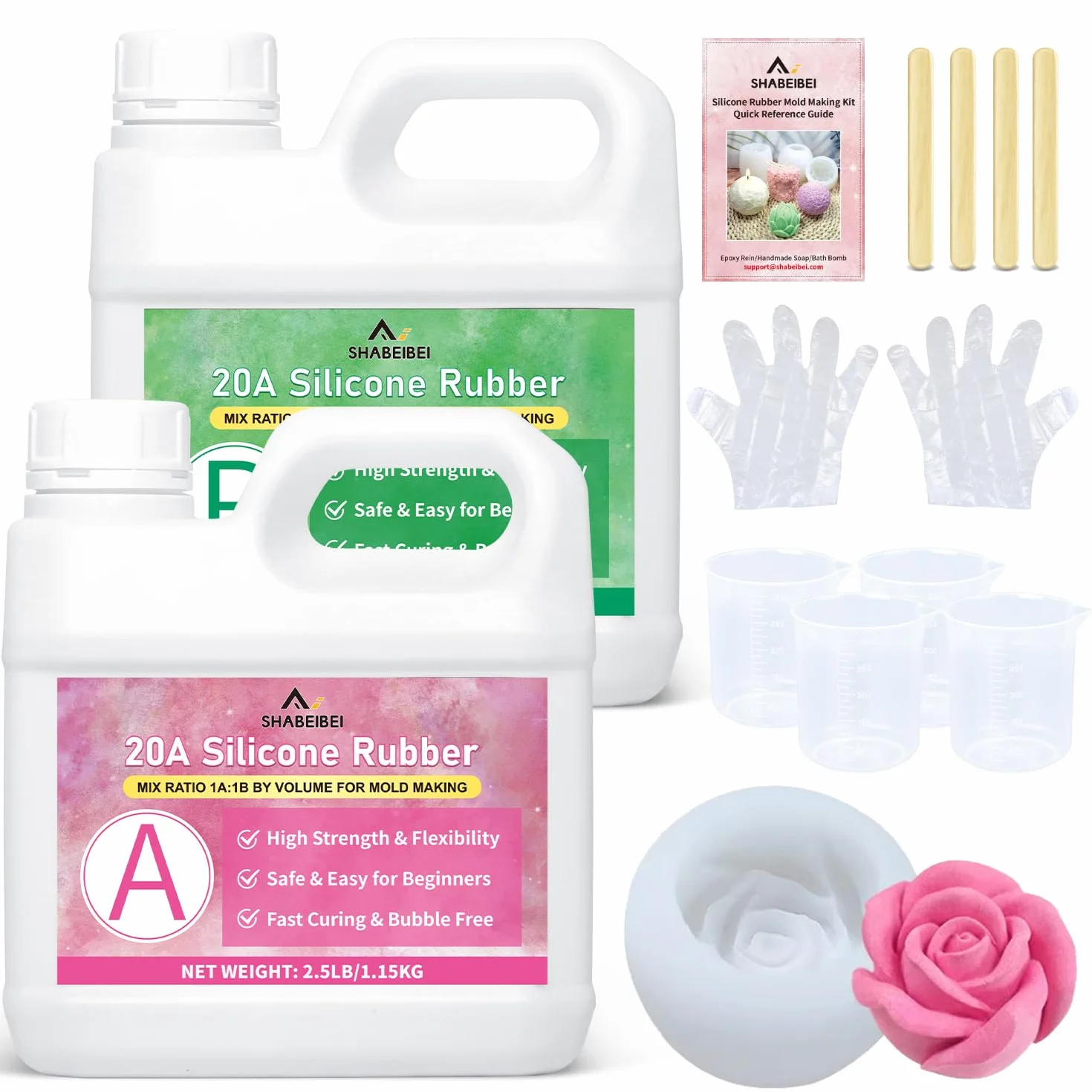 Silicona líquida translúcida 20A 2L, silicona para moldes, kit de fabricación de moldes de silicona, kit profesional de caucho líquido para resina, velas y jabón