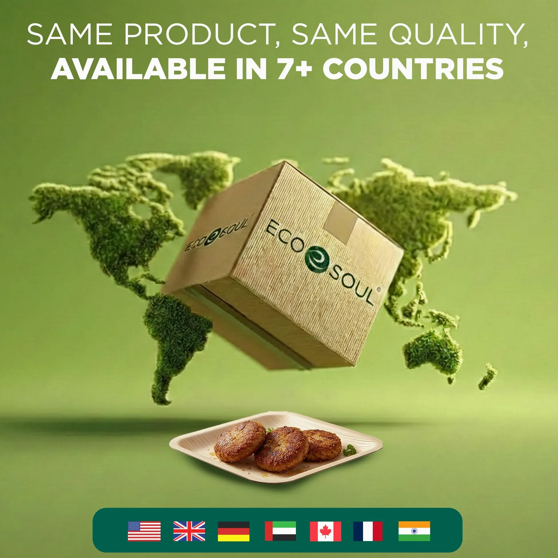 ECO SOUL Platos cuadrados compostables de hoja de palma de 6 pulgadas (400 unidades) como platos de bambú, biodegradables, ecológicos, aptos para microondas y horno