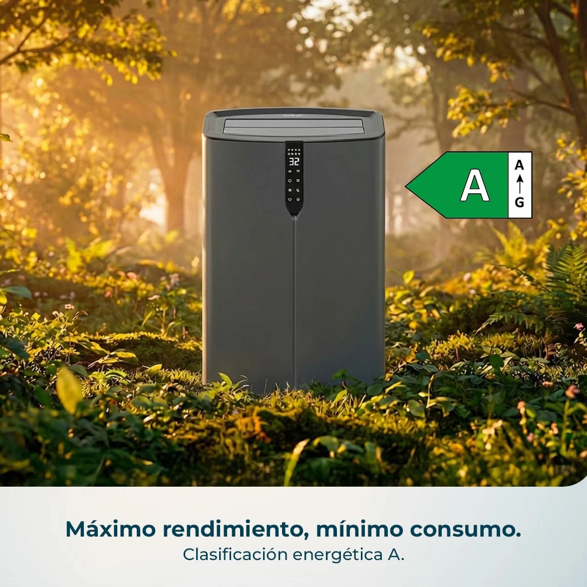 Cecotec Aire Acondicionado Portátil con Bomba de Calor y Wifi ForceClima 14800 Nux Heating Connected. 14000BTU, Mando a Distancia, Pantalla LED, 5 Modos, 3 Velocidades, Temporizador, Cobertura 30-35m²