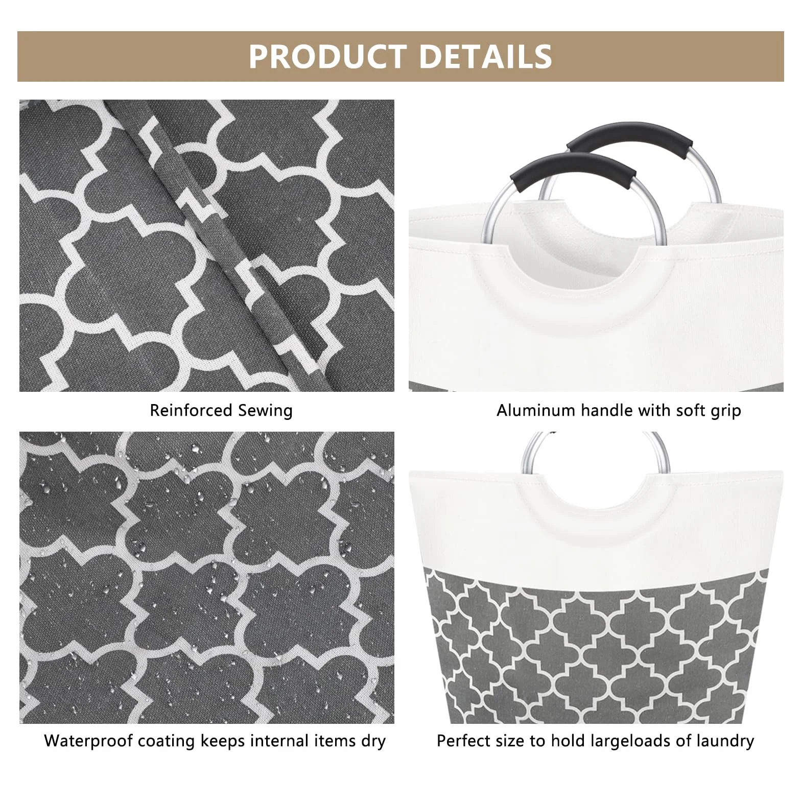 Cesto para Ropa Sucia Grande de 82L, 74x38x38CM Bolsa de Ropa Plegable Transporte Fácil Con Asas de Aluminio Protegidos con Espuma, Cestos para Colada Laundry Basket para Lavadero Baño y Dormitorio