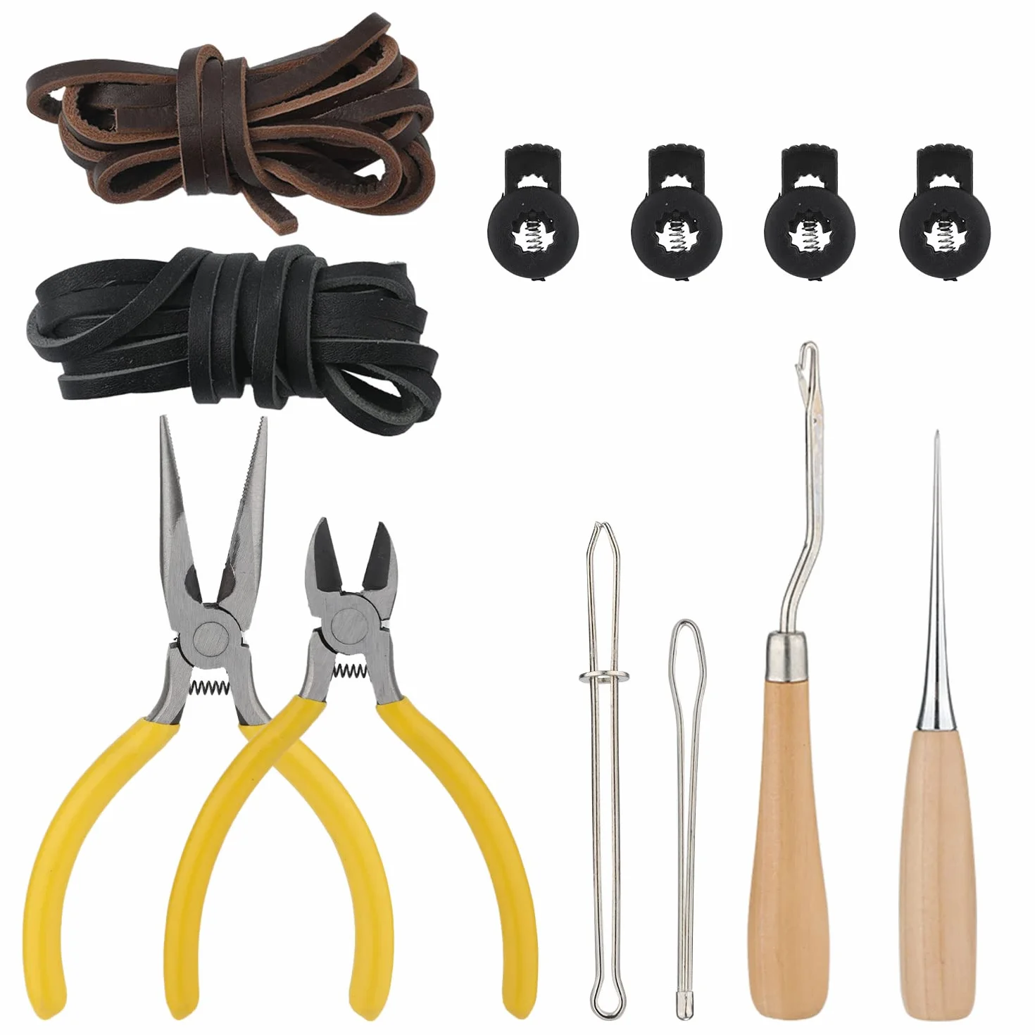 Kit de Reparación de Guantes de Béisbol 12 Piezas con Tiras, Enhebrador y Herramientas de Cordones