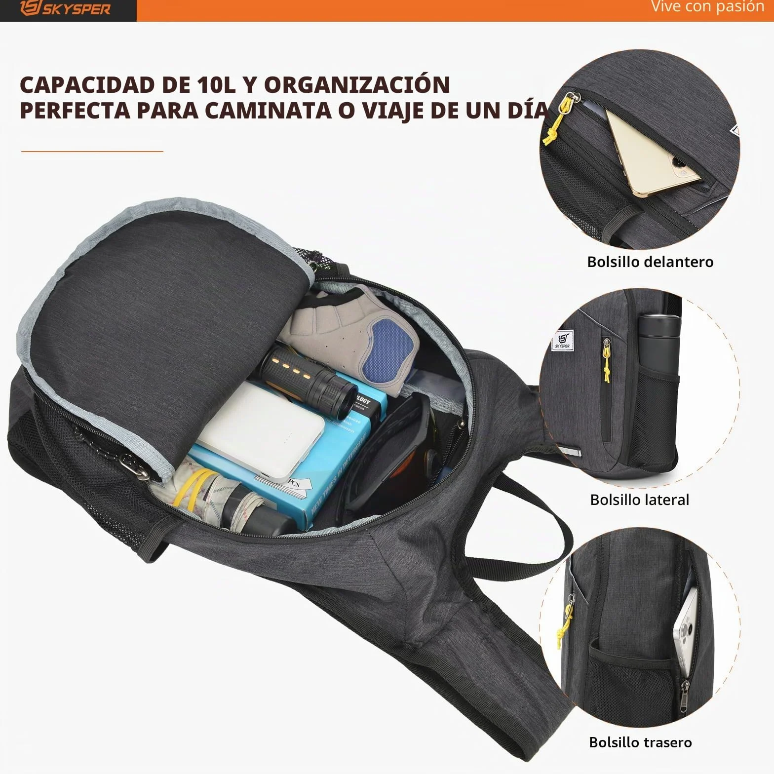 SKYSPER Mochila Plegable Ultraligera 10L, Mochila de Viaje Pequeña para Hombre Mujer Senderismo