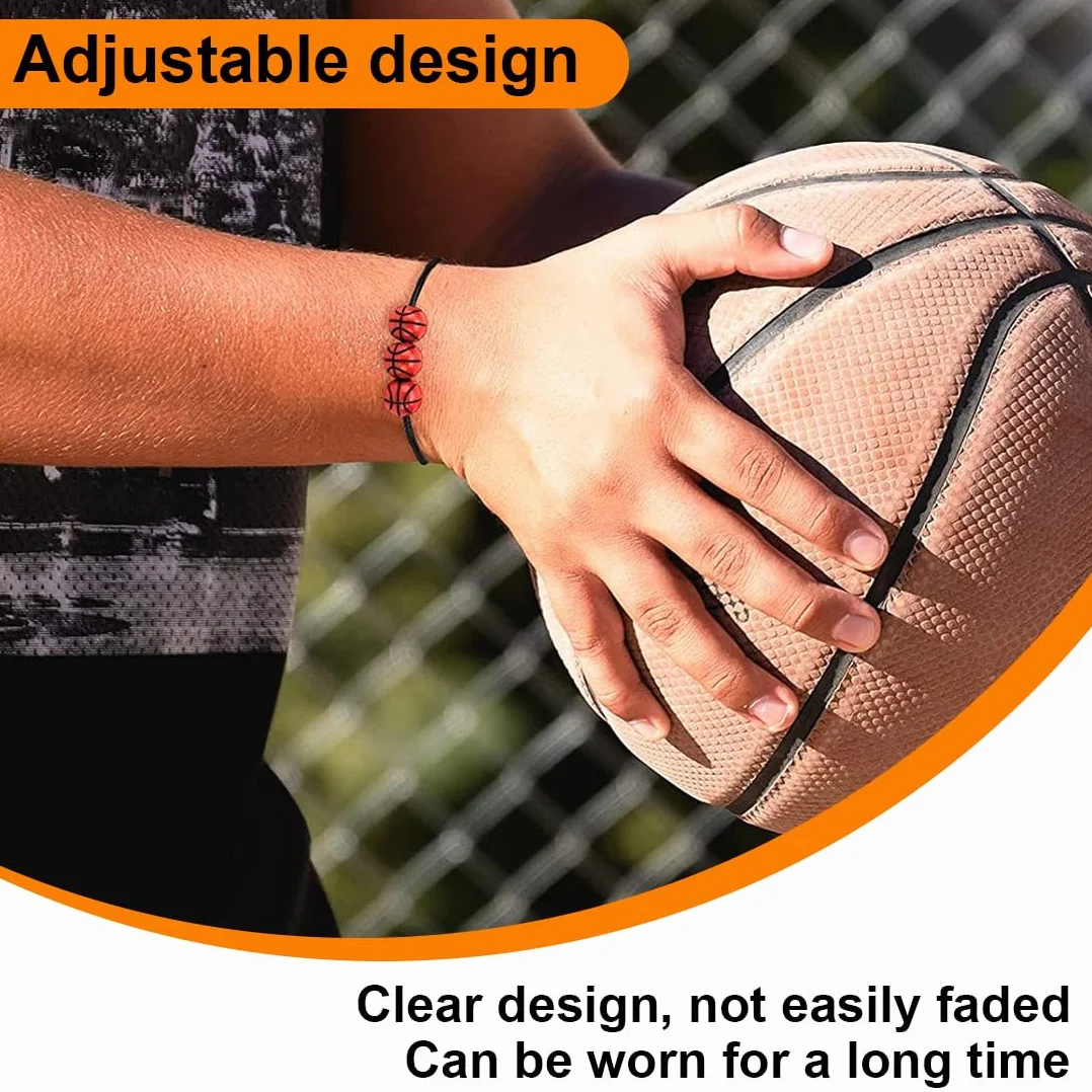 WeddHuis 10 Pcs Pulsera de Baloncesto Pulseras Inspiradoras de Equipo Pulsera de Baloncesto Trenzada Ajustable para Adolescentes Adultos Hombres Mujeres Jugadores de Baloncesto Equipos