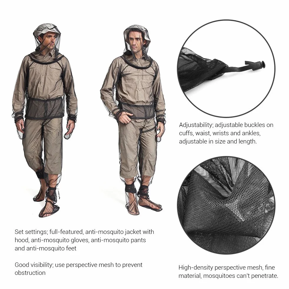 Traje Anti Mosquitos Malla Ultra-Fina para Hombres Mujeres Senderismo Pesca