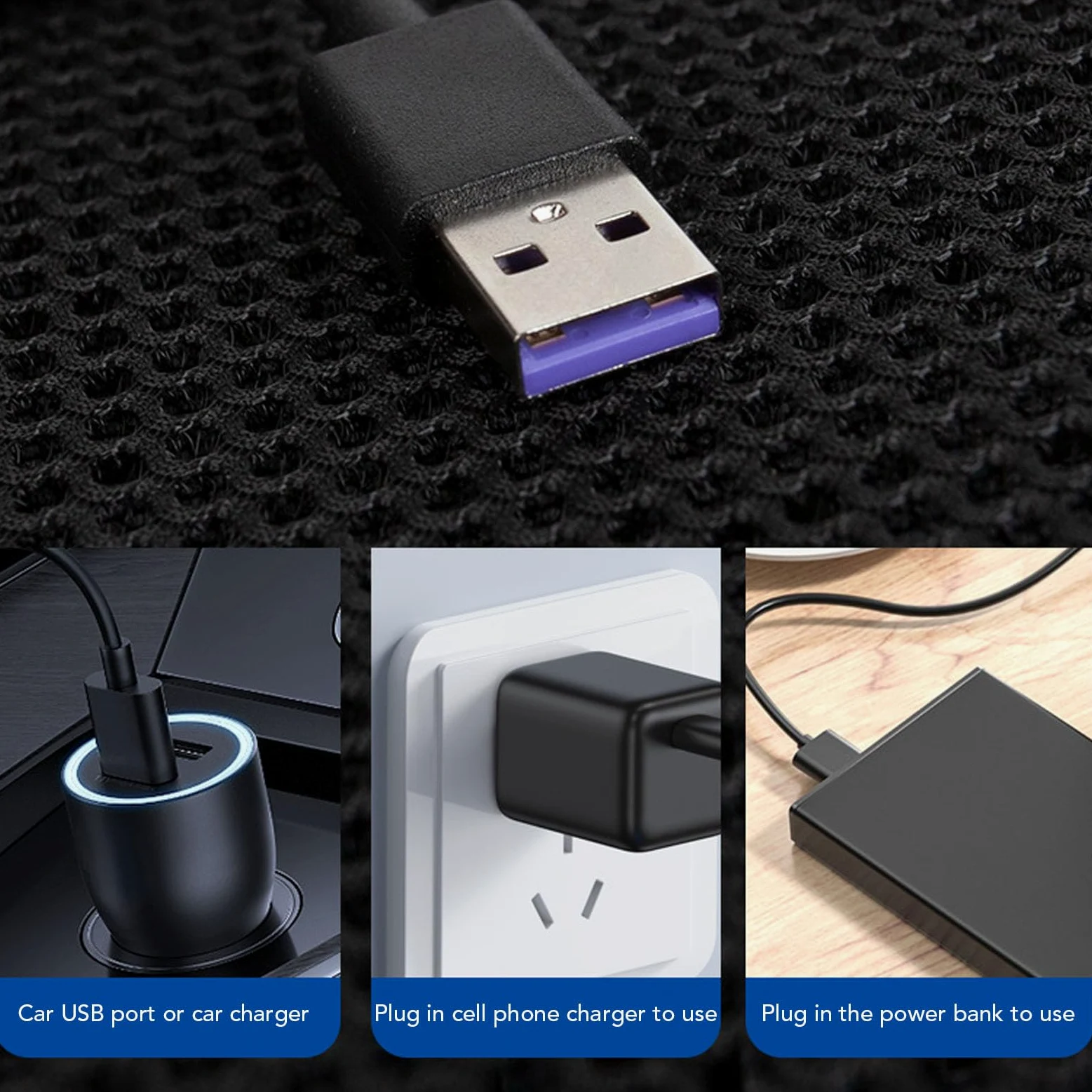 Srliya Cojín de Asiento Ventilado con Tecnología de Ventilador Inteligente, Base Antideslizante Alimentada por USB para el Hogar (Cian Negro)