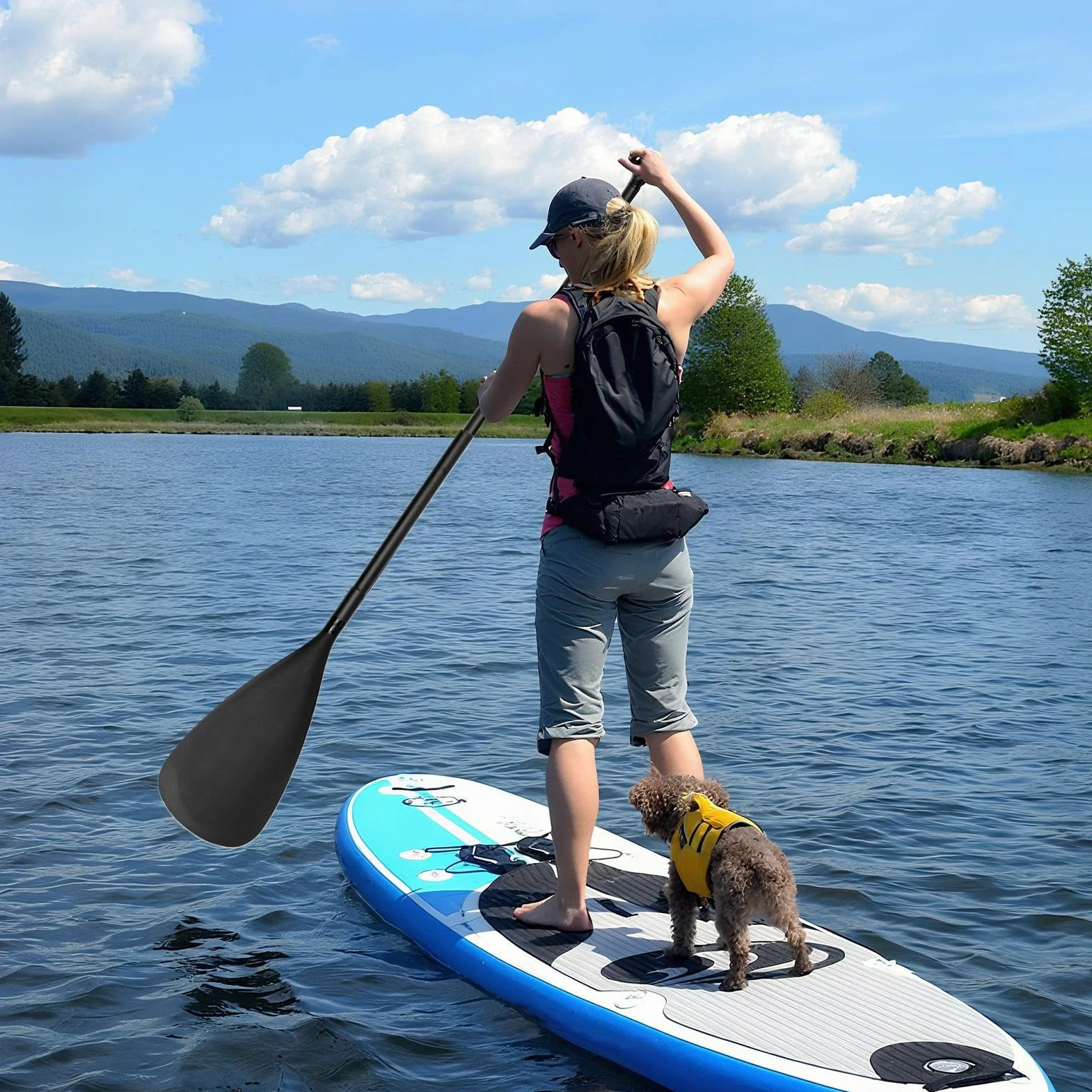 Remos de Kayak para Adultos Palas Dobles Longitud Ajustable Liberación Rápida Cabeza Doble Combinable