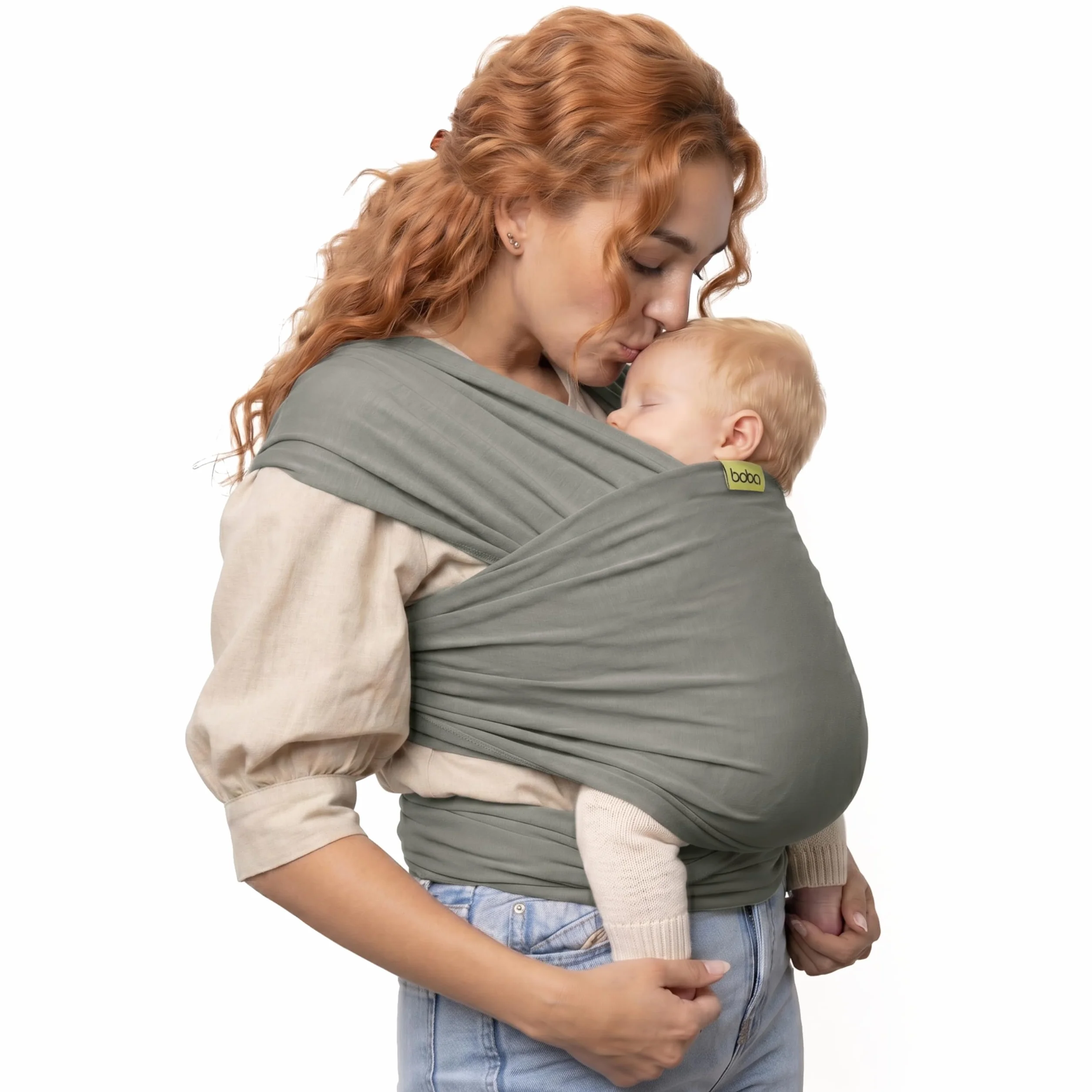 Boba Wrap Fular Elástico Portabebé Pañuelo Porteo Ergonómico Bandolera Ajustable Gray