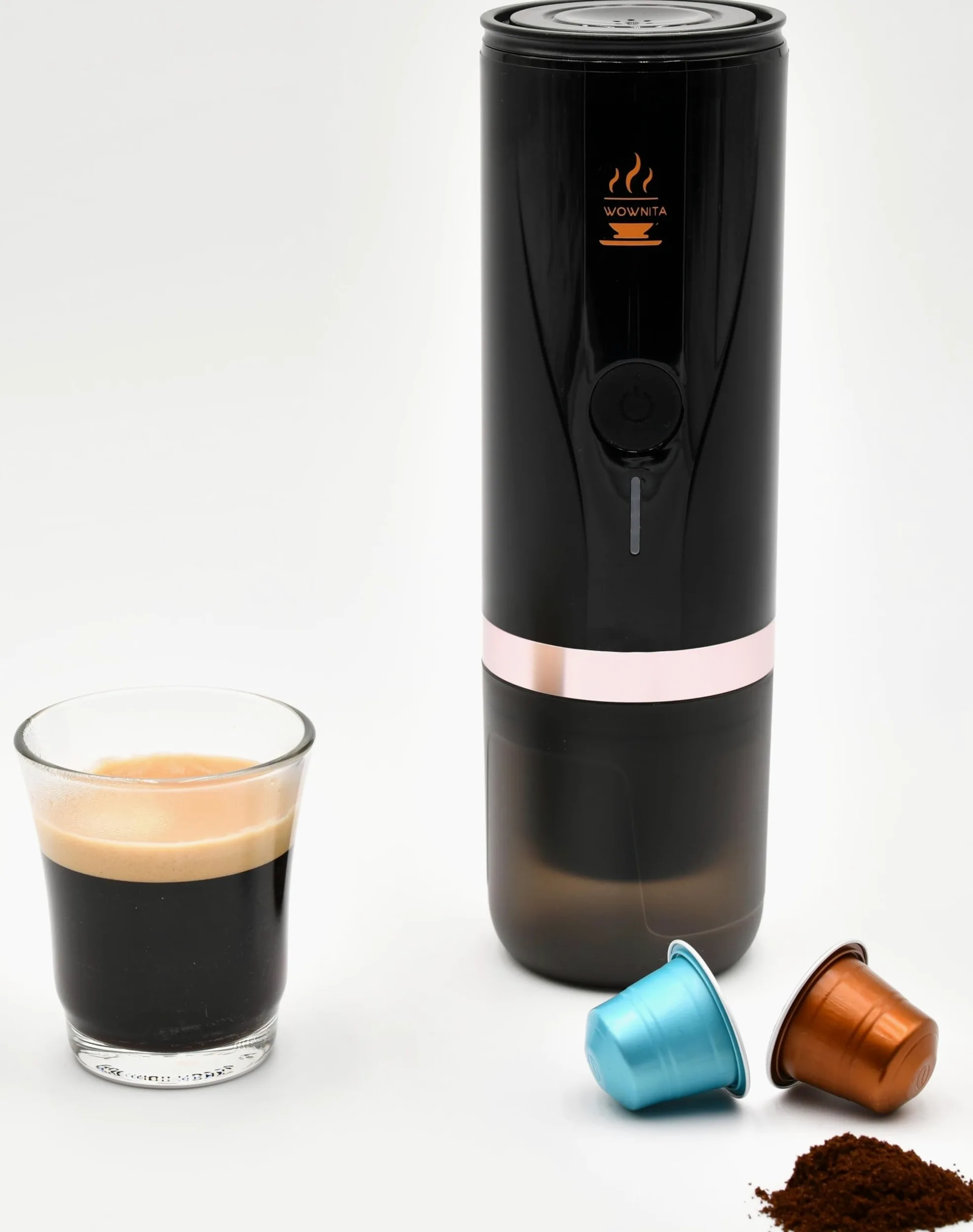 Cafetera portátil Cafetera Superautomática café molido y de Cápsulas NS portátil autocalentadora Regalo Ideal para Amantes del Café Máquina de Café Eléctrica Cafetera Mini (Negra)