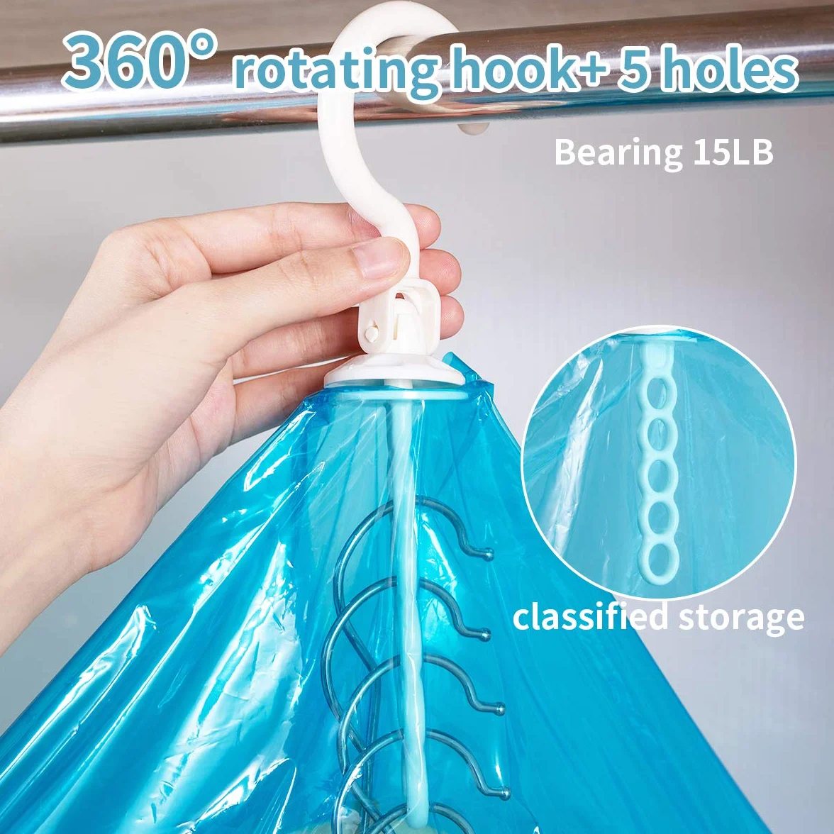 Bolsas de almacenamiento al vacío para ropa 4 piezas (135 x 70 cm) ahorro de espacio bolsas de polvo con gancho para abrigos, chaquetas, vestidos, chaqueta de abajo, traje de negocios, sin plegado