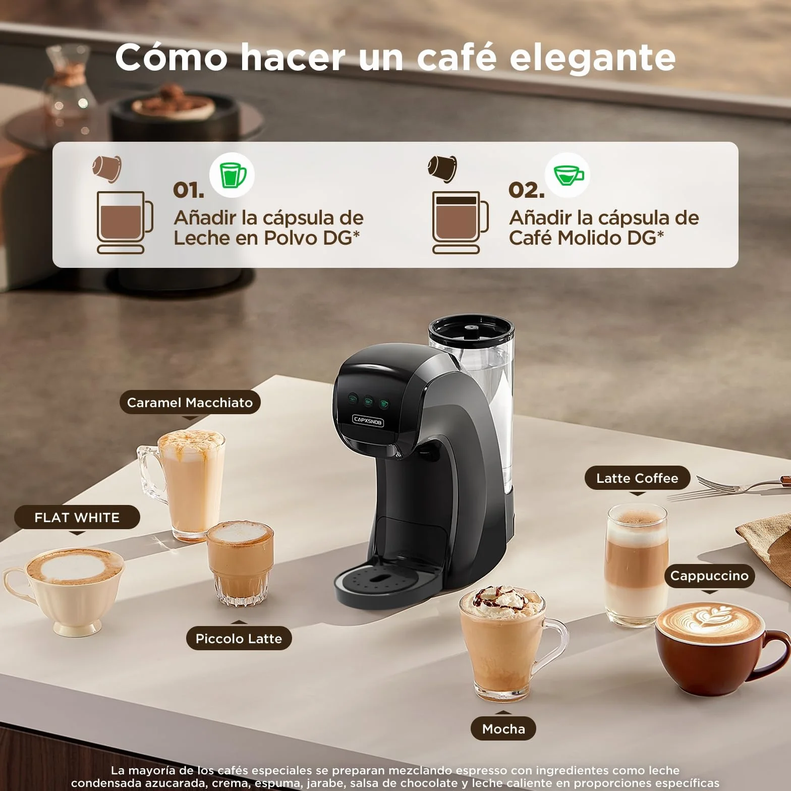 Warriors1 Cafetera Capsula 5en1 para Dolce Gusto, Nespresso, Lavazza A Modo Mio, Expreso Point y Café Molido, 20bar, 0,8L, Automática y Compacta Máquina Multicápsula, Multibebida para Hogar y Oficina