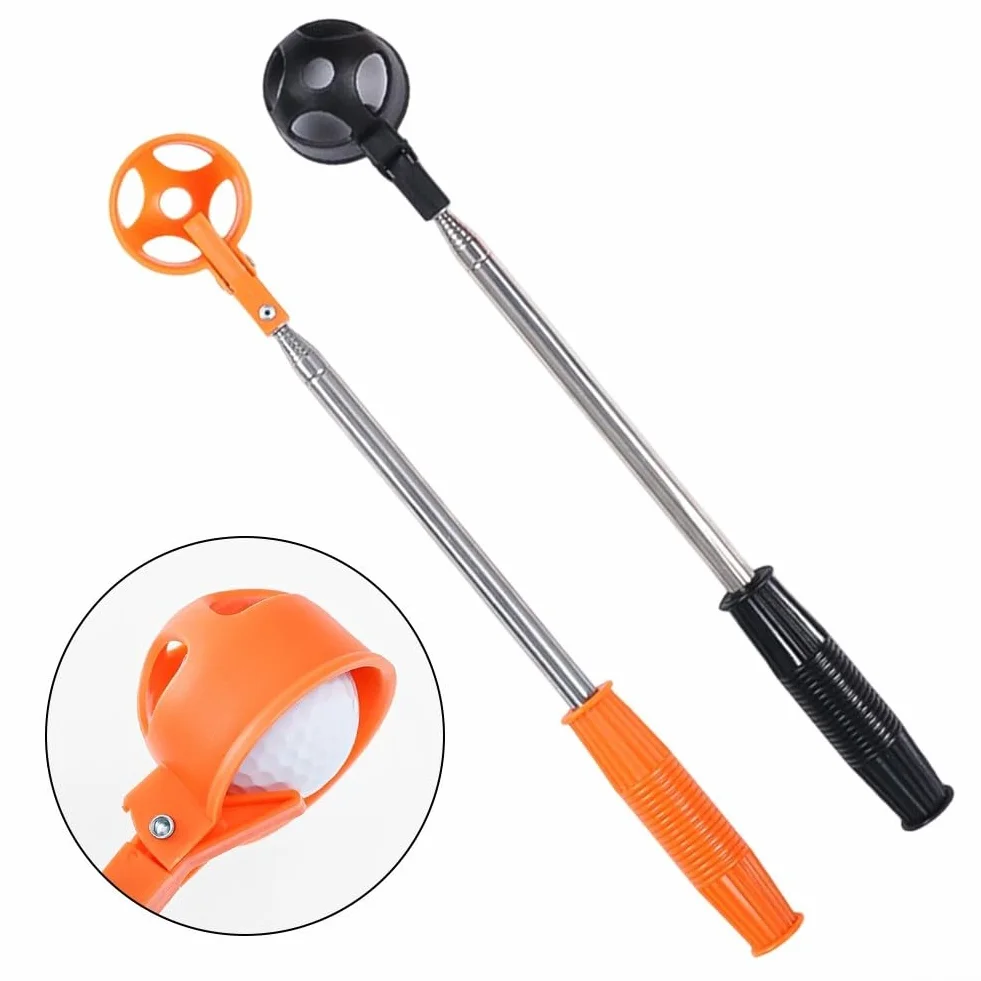 Telescópico para recuperador de pelotas de golf para recuperación sin esfuerzo de zonas de difícil acceso (naranja)