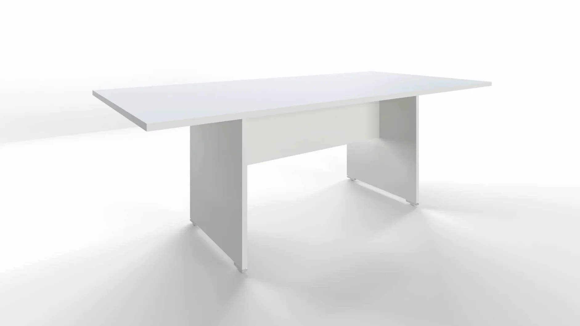 FBasic Mesa de reuniones rectangular de madera - Blanco - 210 x 100 x 73,6 cm