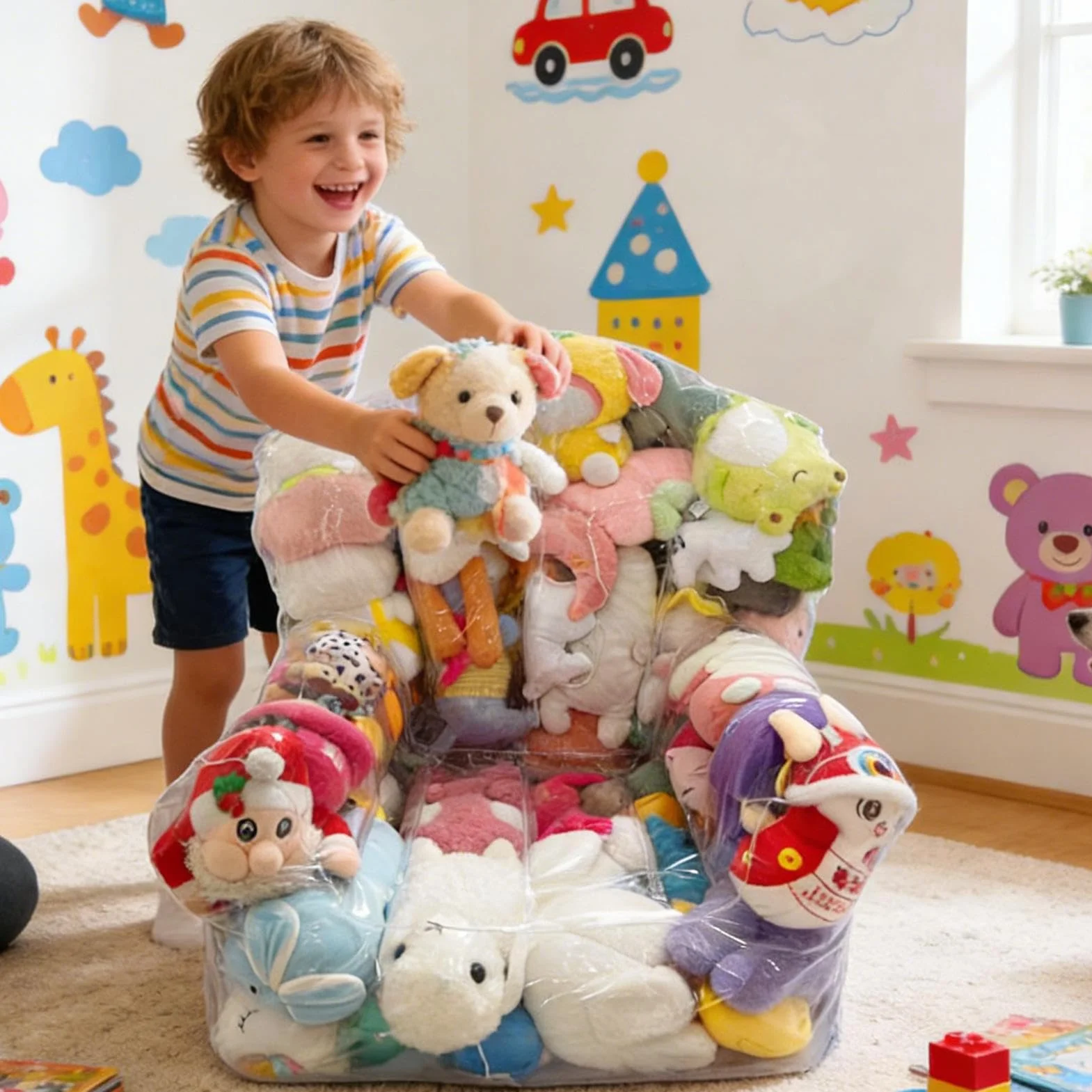 Almacenamiento En Silla Para Animales De Peluche - Transparente Para Juguetes de Peluche,Sillón Puf Para Almacenar Peluches - para Guardería Dormitorio Sala de Juegos Sala de Estar Niños