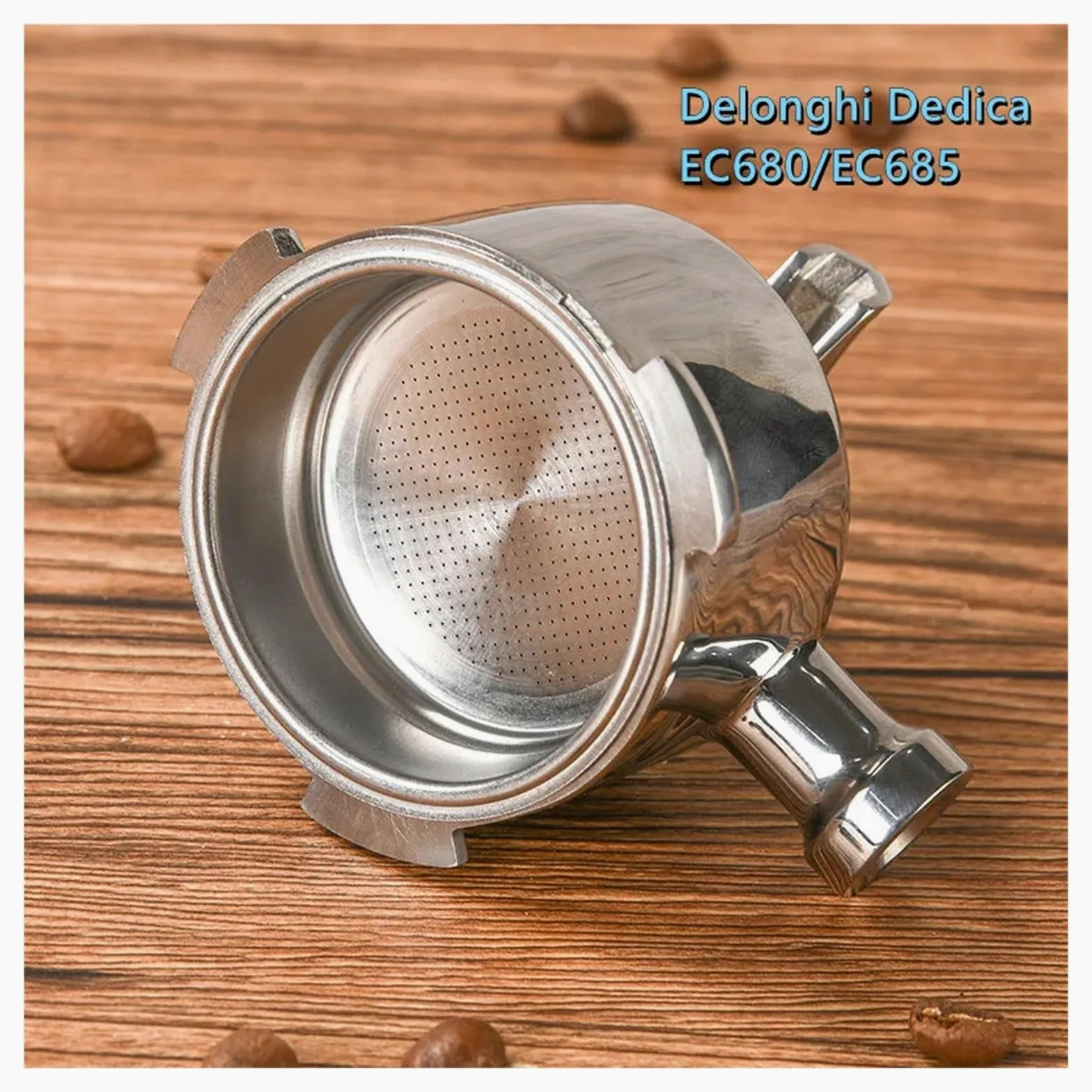 Compatible Con Delonghi, Compatible Con Dedica, EC680/685 ECP33.21 ECP35.31 De Acero Inoxidable, Soporte De Filtro De Portafiltro De Café De Doble Boquilla De 51 Mm De Cabezal Único(3 ears)
