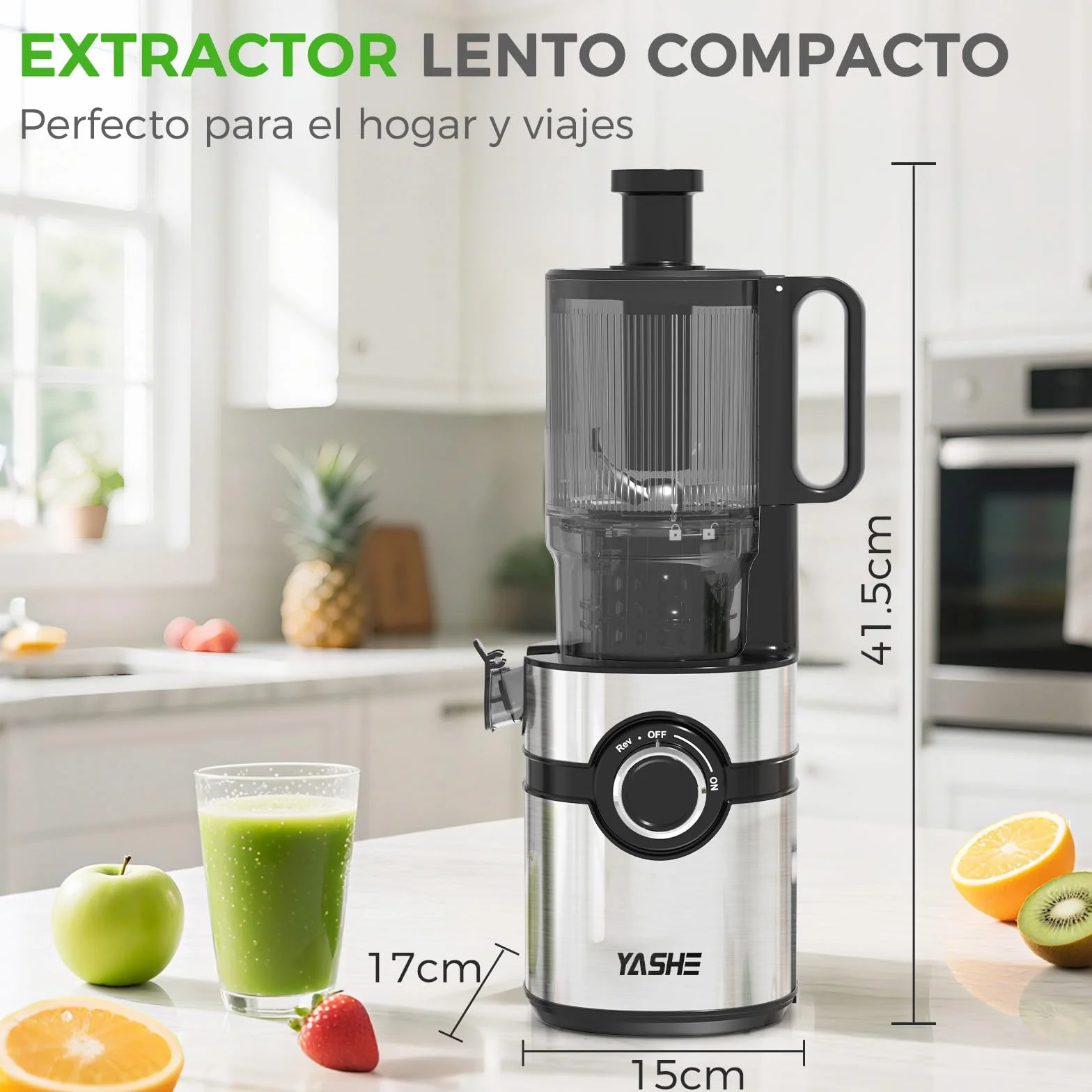 Extractor de zumos y verduras, YASHE juicer machine con boca de alimentación ancha de 12,7 cm para frutas y verduras enteras, licuadora prensado en frío con autoalimentación, alto rendimiento de zumo