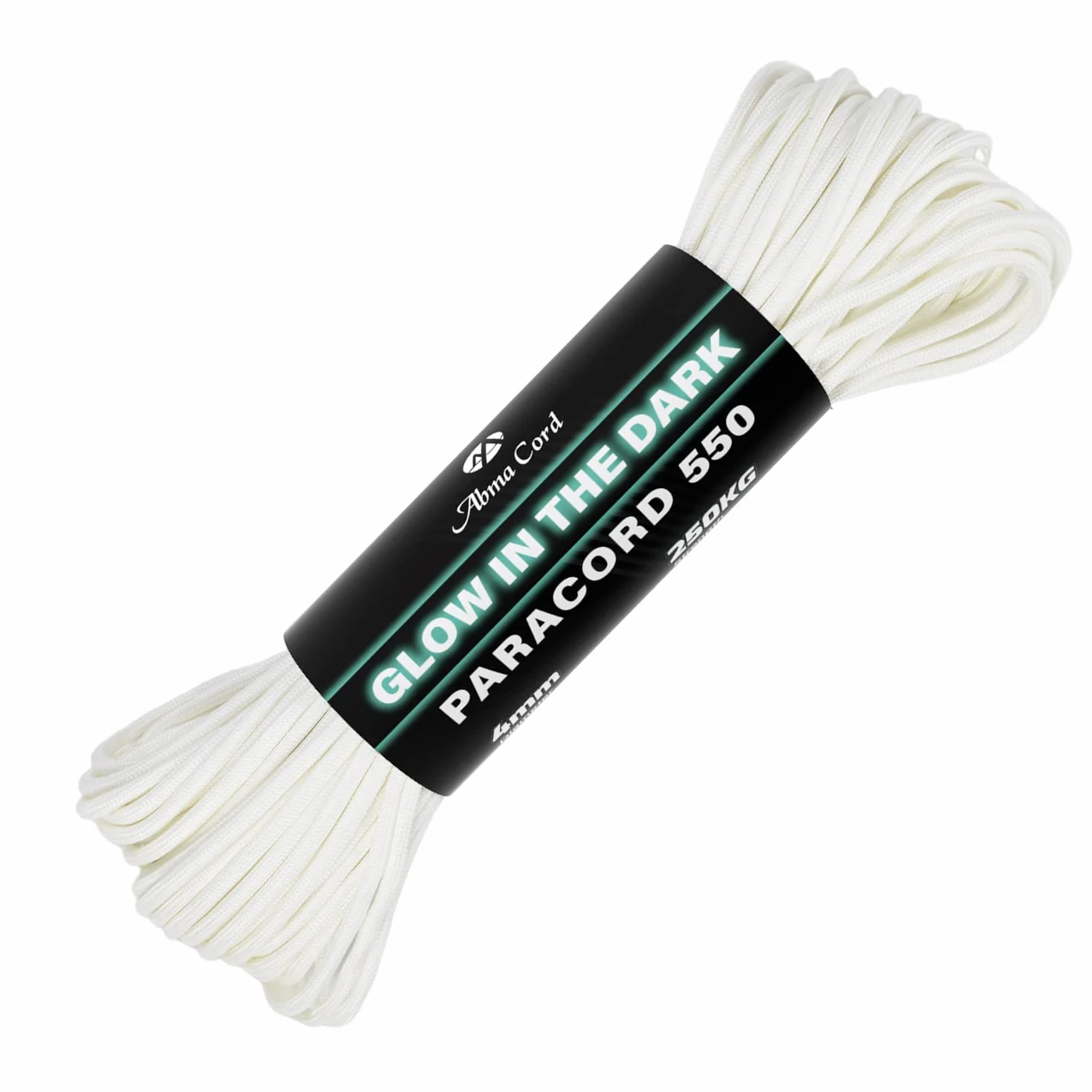 Abma Cord 4mm Paracord Fluorescente Luminosa 30M Cuerda Brilla Oscuridad 9 Hebras Camping 250kg