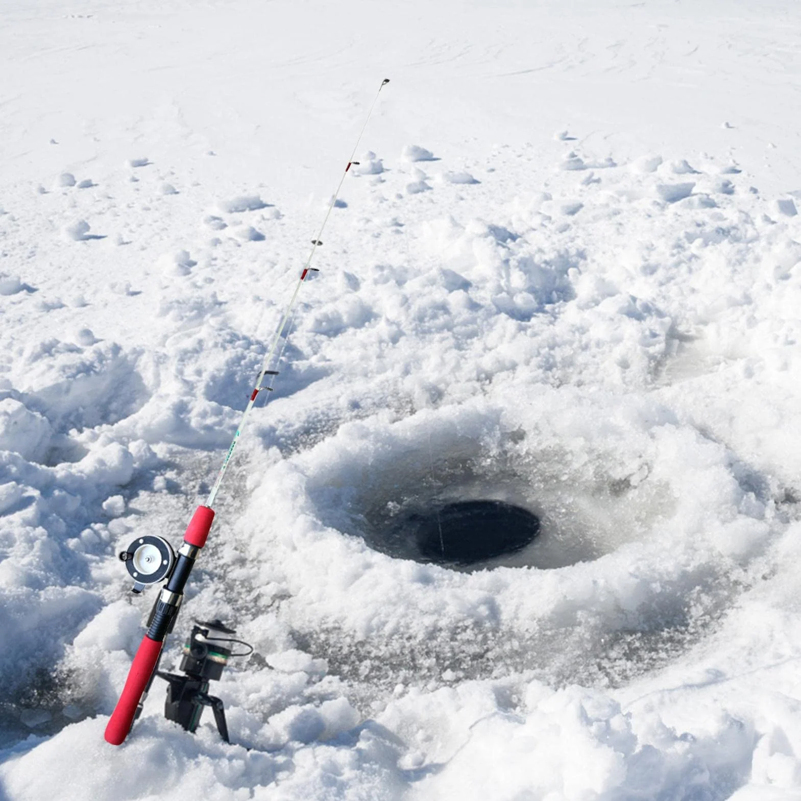 Caña de pescar sobre hielo Shenrongtong portátil ligera rotación de cultivos reforzada
