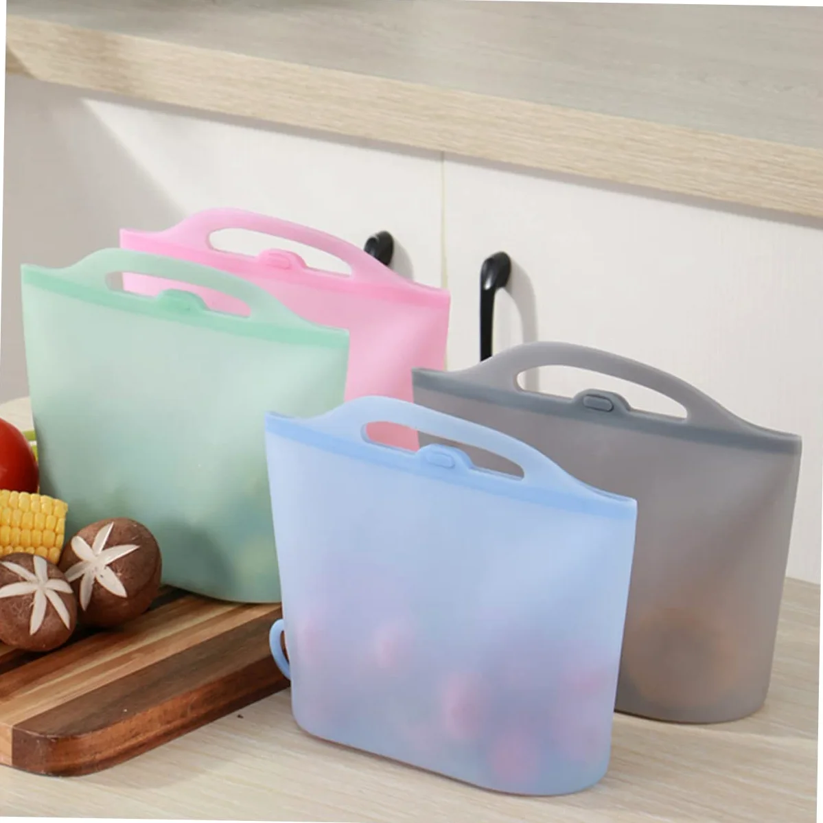 MAGICLULU Bolsas de Silicona para Alimentos 4 Piezas 1000ml Reutilizables | Cierre Hermético, Silicona de Grado Alimentario, Aptas para Congelación y Conservación, Formato Práctico