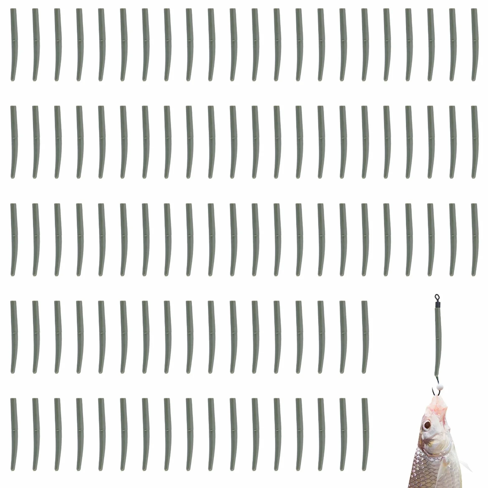 HERCHR Pesca Mangas Anti Enredo 100 Piezas Tubos de Goma 36 mm Anticorrosión