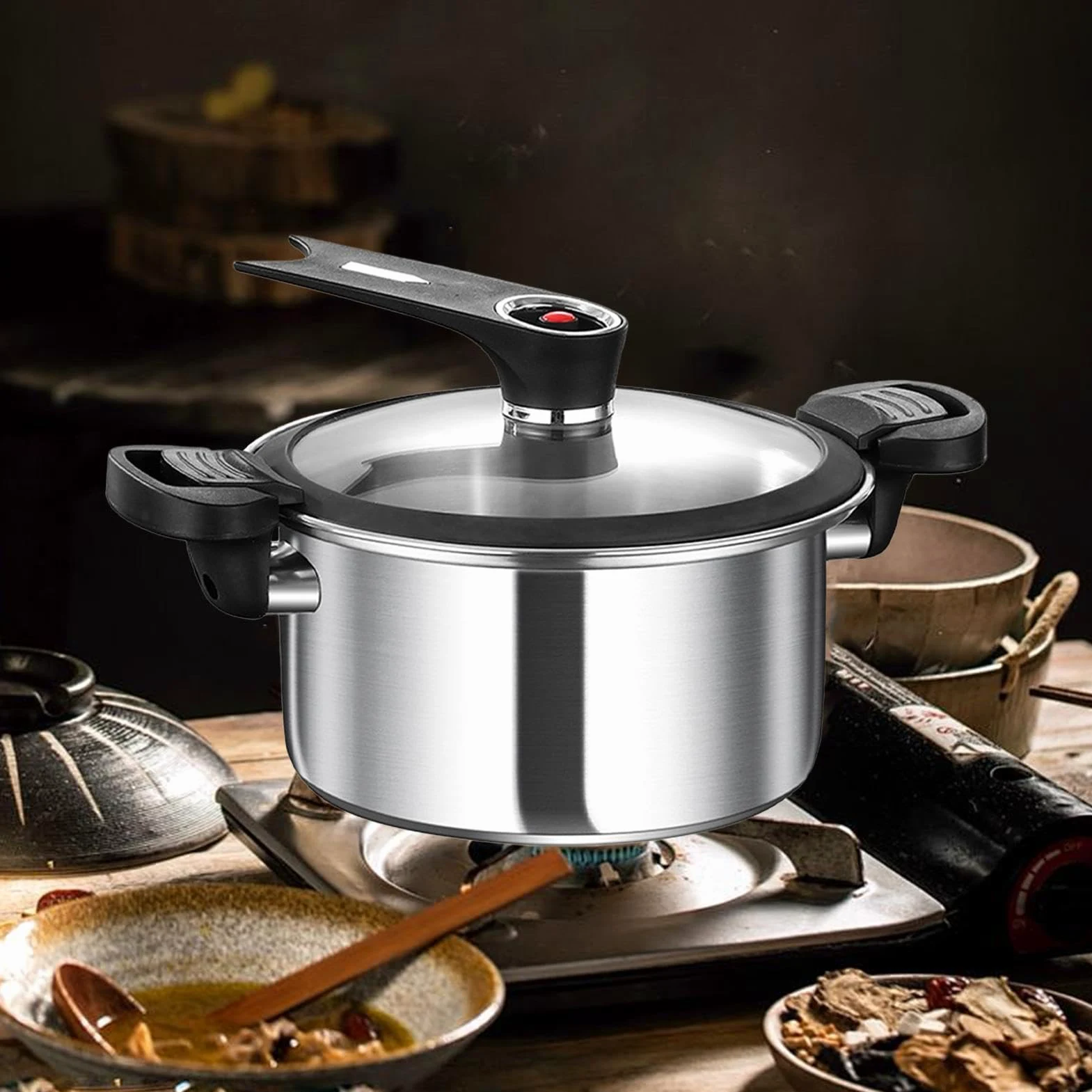 Olla A Presión Cocedor al Vapor a Presión | Cacerola Para Hervir Y Cocer Al Vapor Para Cocina Comedor Restaurante y Sopas de Cereales