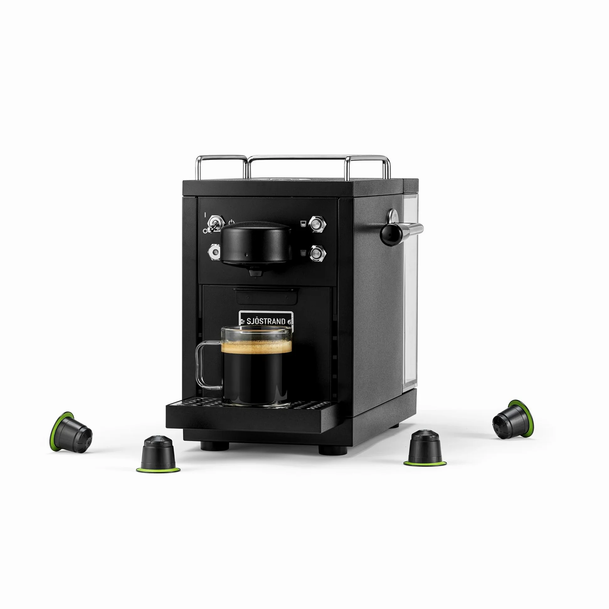 Sjöstrand The Original Máquina de Espresso - compatible con Nespresso, carcasa de acero inoxidable (Acabado Negro Mate)