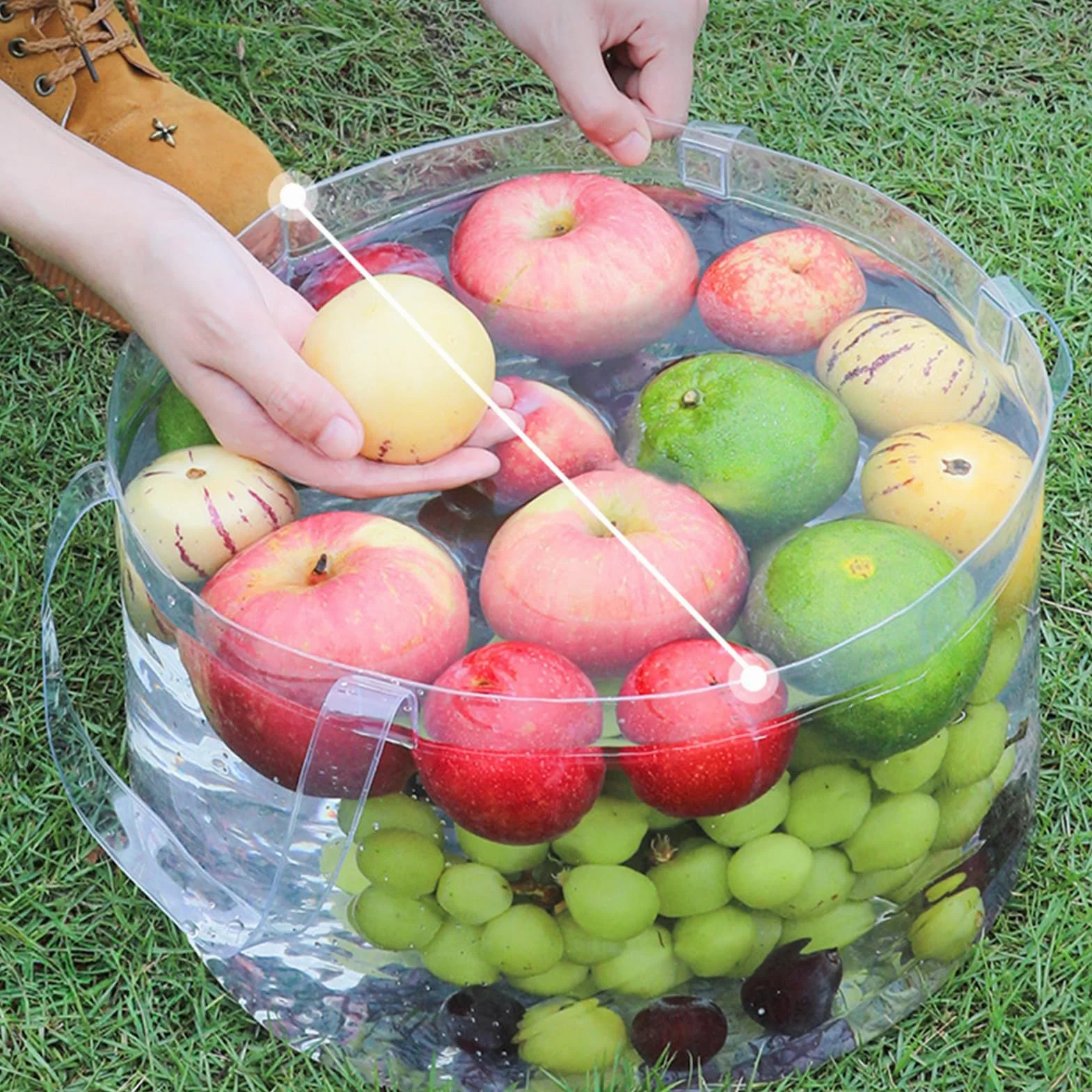 Cubeta de Agua Bañera Plegable Transparente con Asas para Ropa Baño Jardín